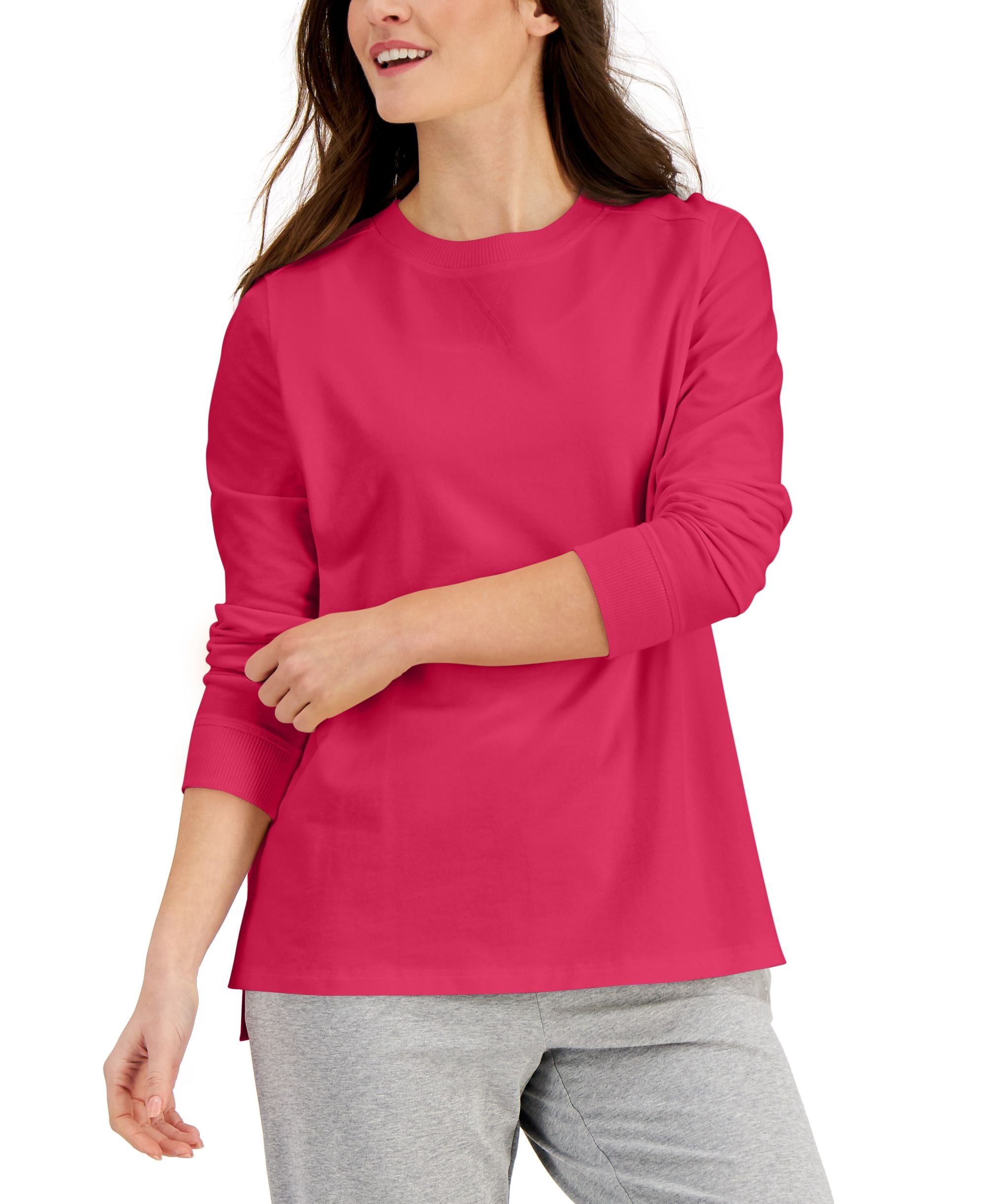 Karen Scott Cotton High-Low Sweatshirt