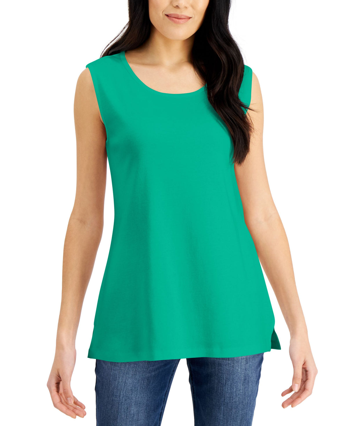 Karen Scott Petite Cotton Scoop Neck Tank Top