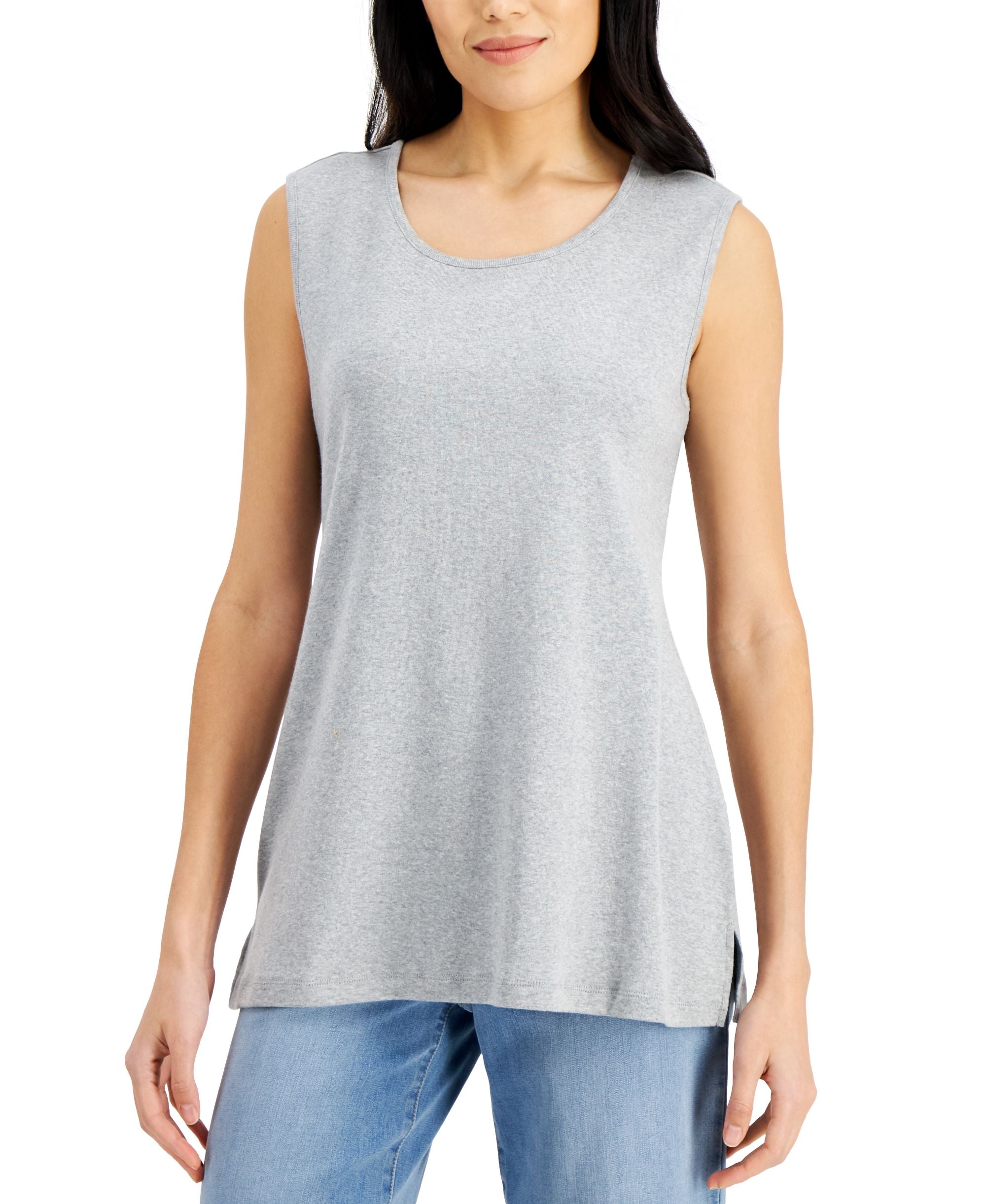 Karen Scott Petite Cotton Scoop Neck Tank Top