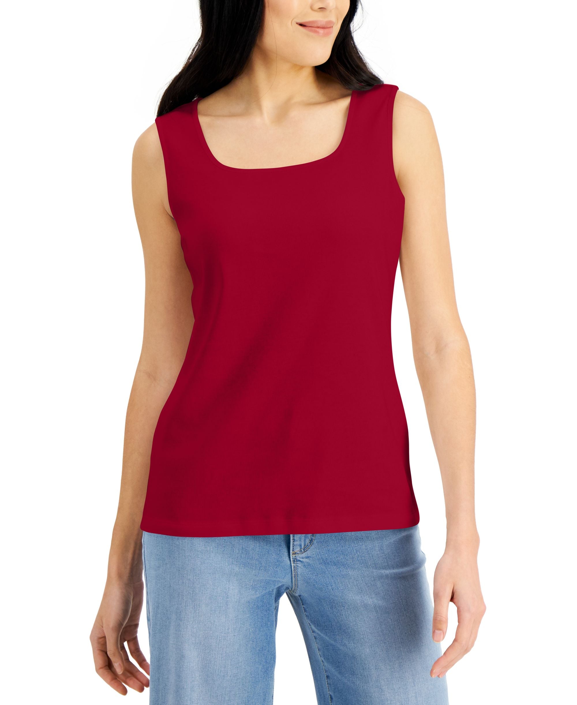Square-Neck Cotton Tank Top