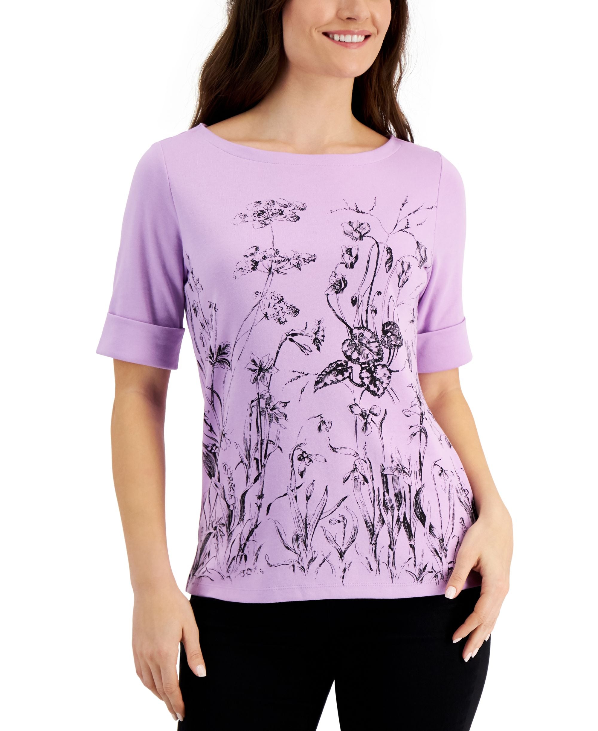 Karen Scott Grow With Me Boatneck Top