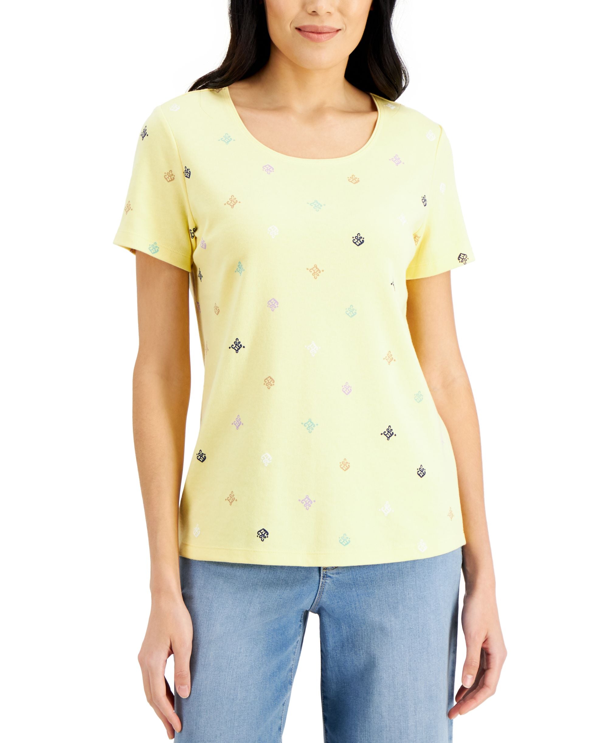 Karen Scott Petite Printed Scoop Neck T-Shirt
