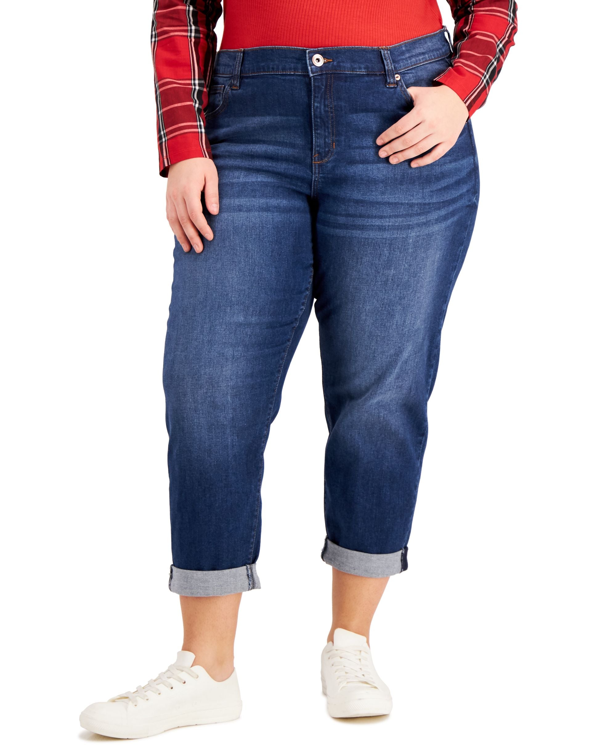 Celebrity Pink Trendy Plus Size Girlfriend Cuffed Jeans