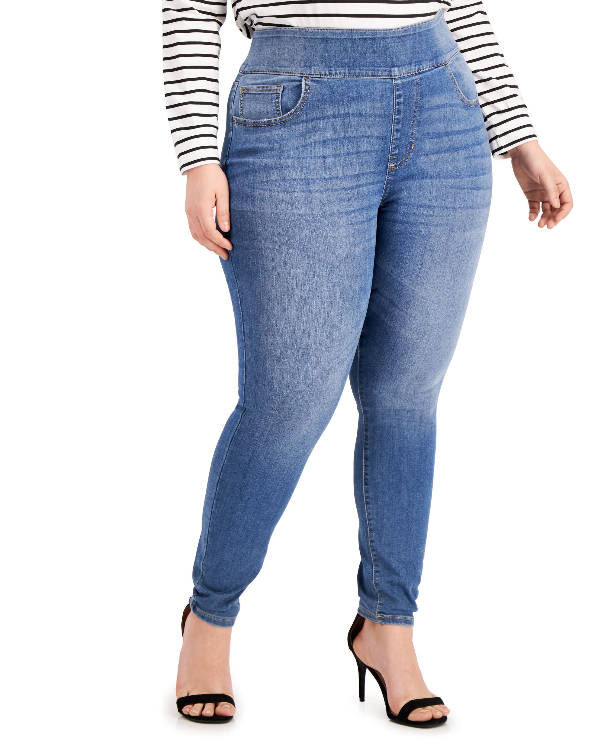 Celebrity Pink Trendy Plus Size Pull On Jeans