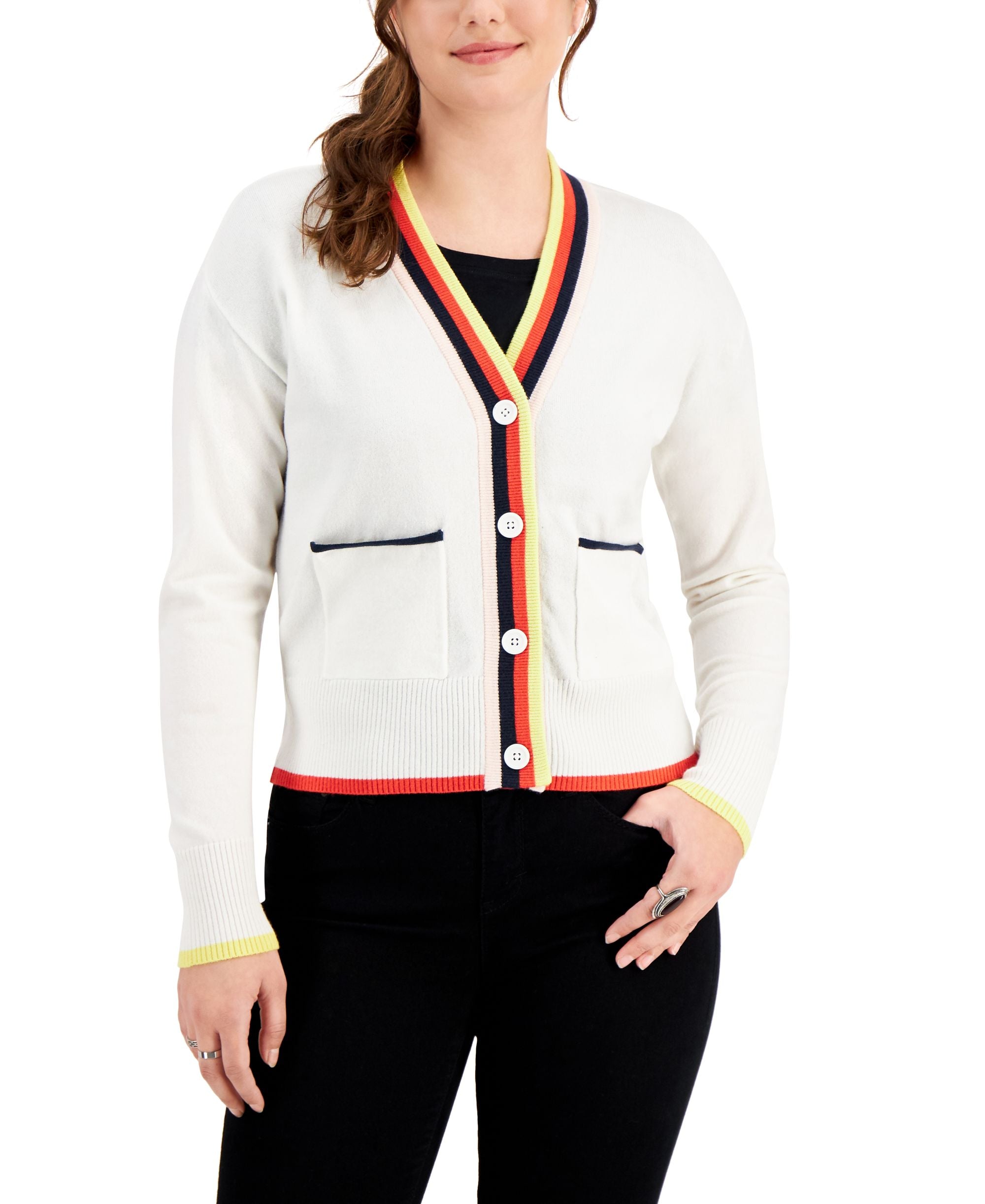 Style & Co Striped Edge Cardigan