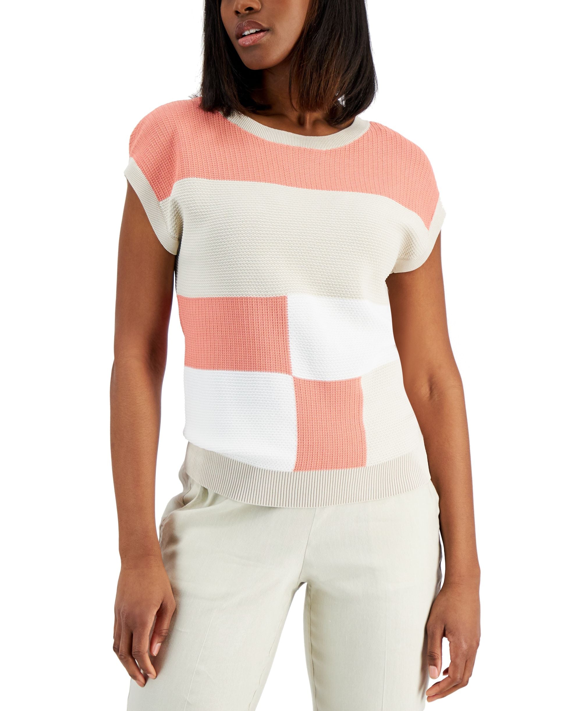 Alfani Mixed Stitch Colorblocked Sweater