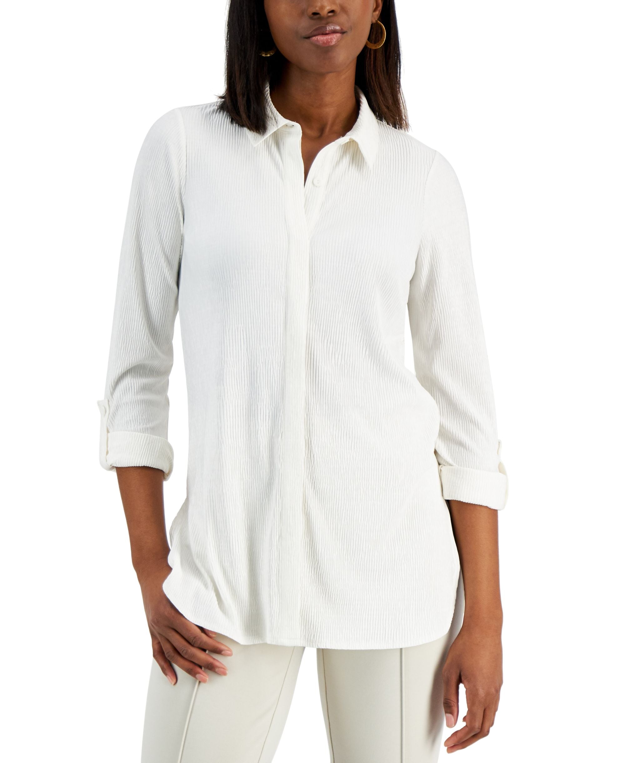 Alfani Textured Button Tunic