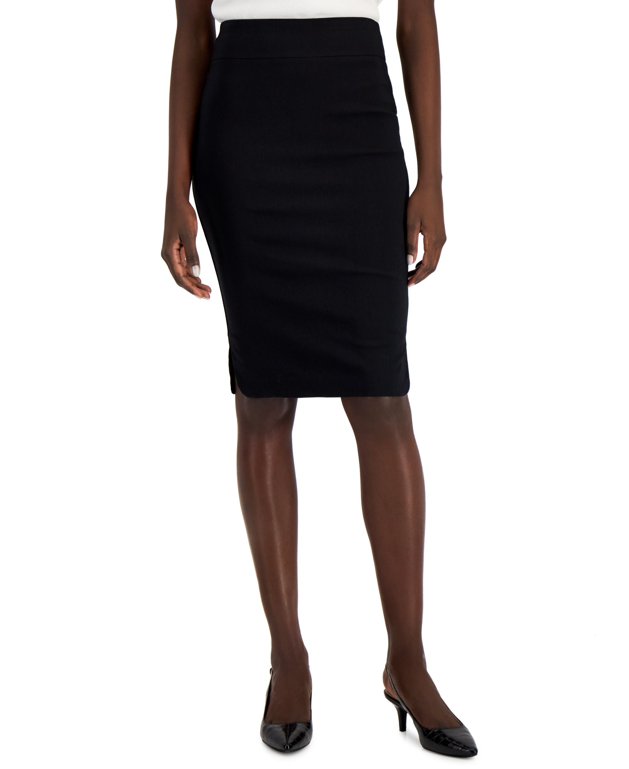 Petite Side-Slit Pull-On Pencil Skirt