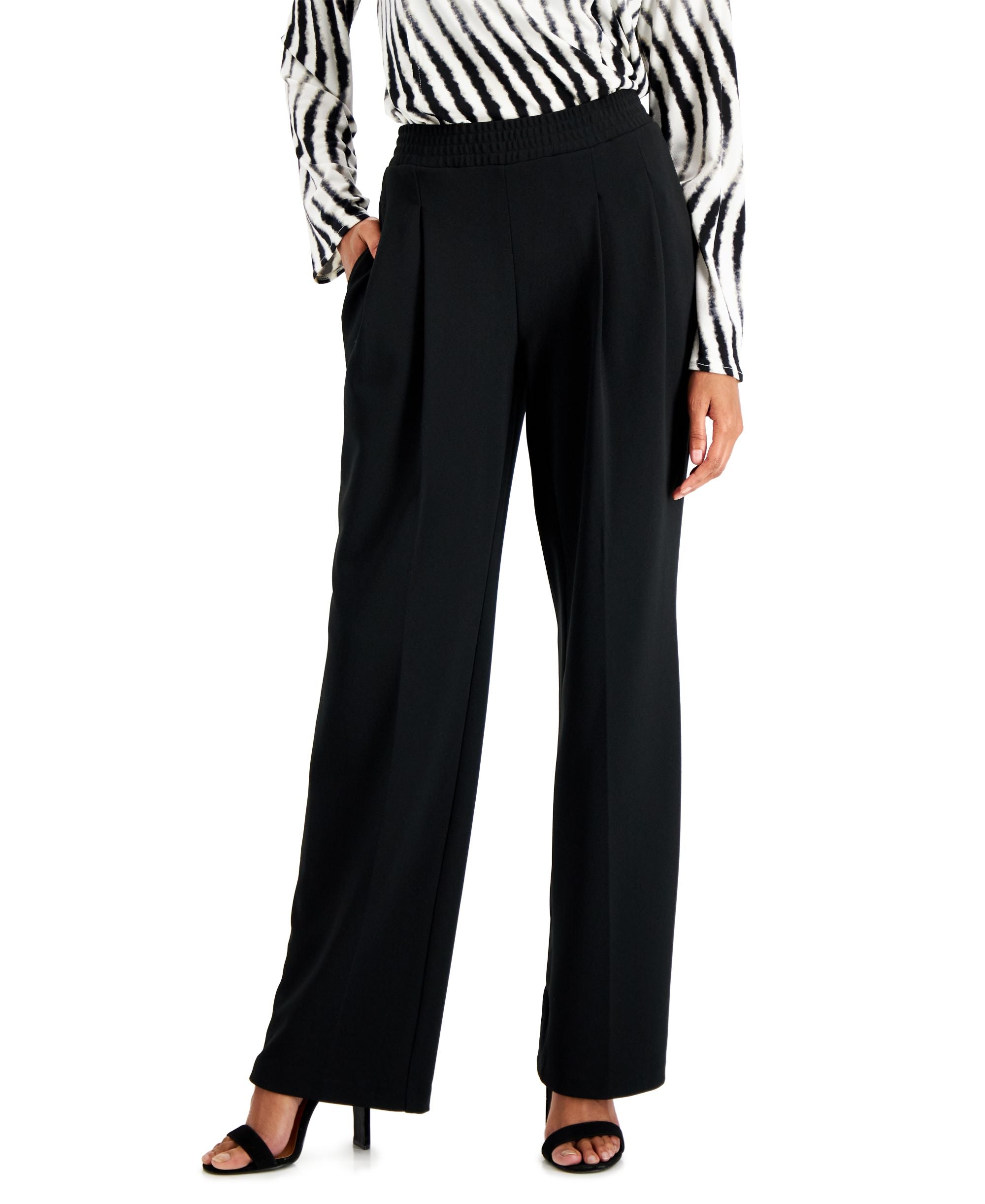 Alfani Petite Pleated Pull On Pants