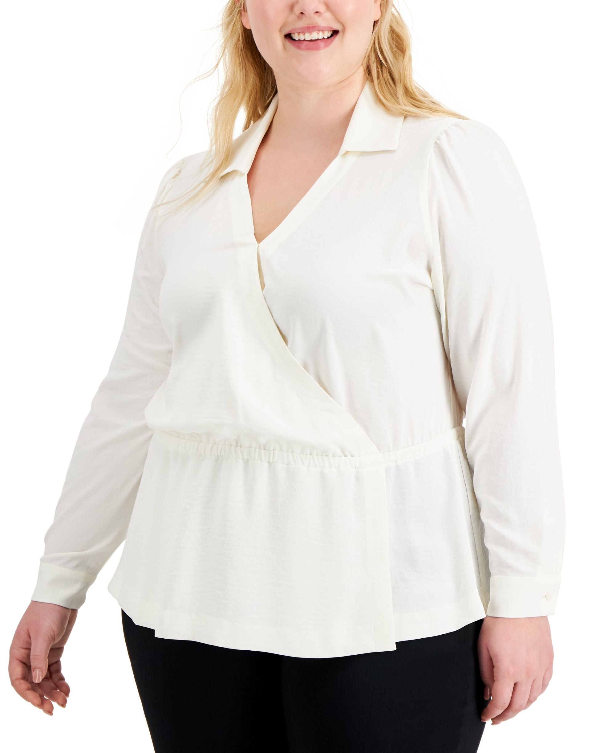 Alfani Plus Size Surplice Peplum Blouse