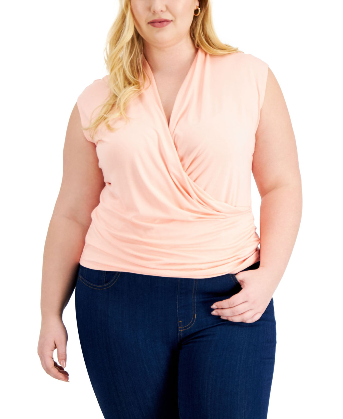 INC International Concepts Plus Size Sleeveless Surplice Top