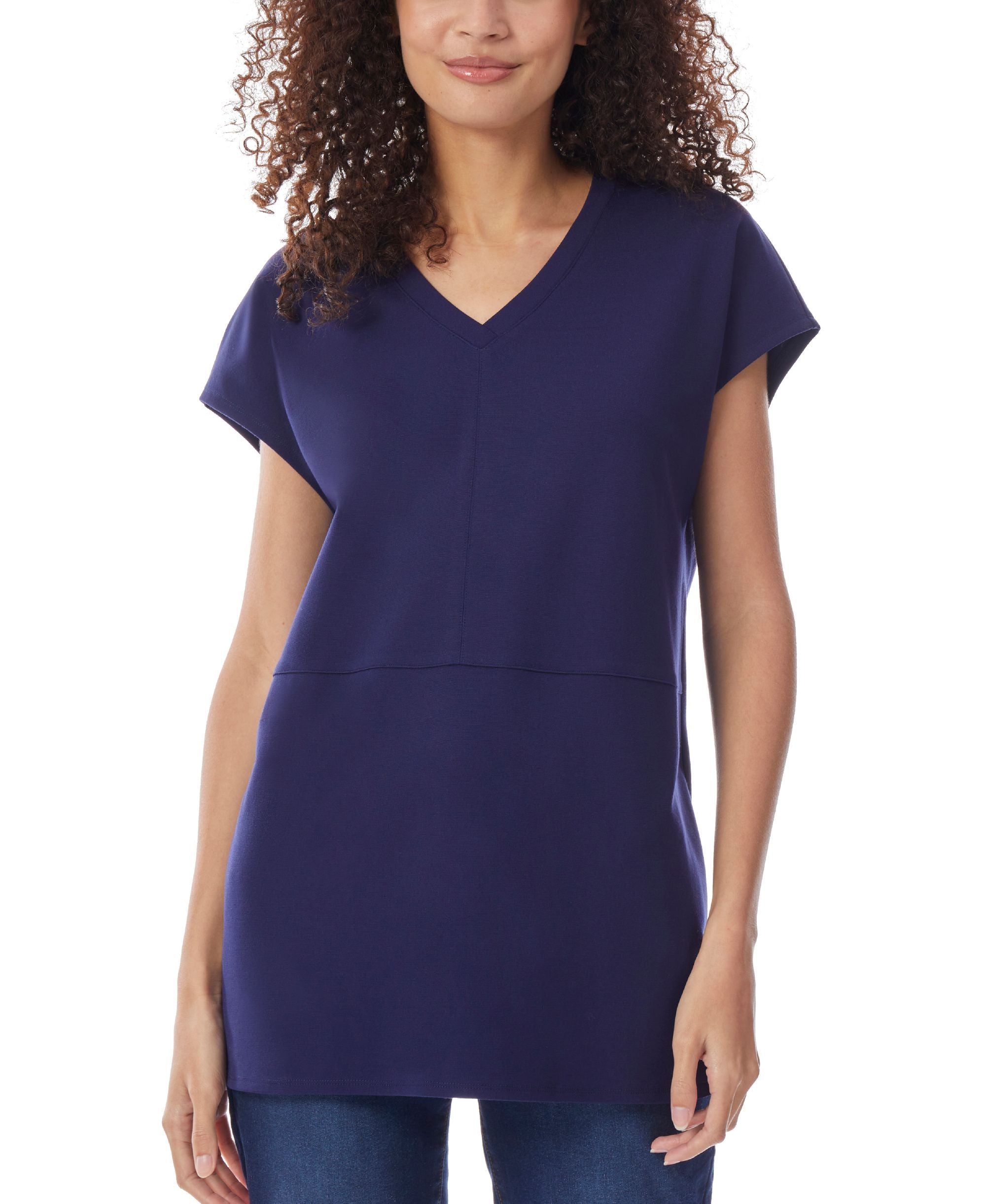 Womens Serenity Knit V Neck Dolman Sleeve Tee Top