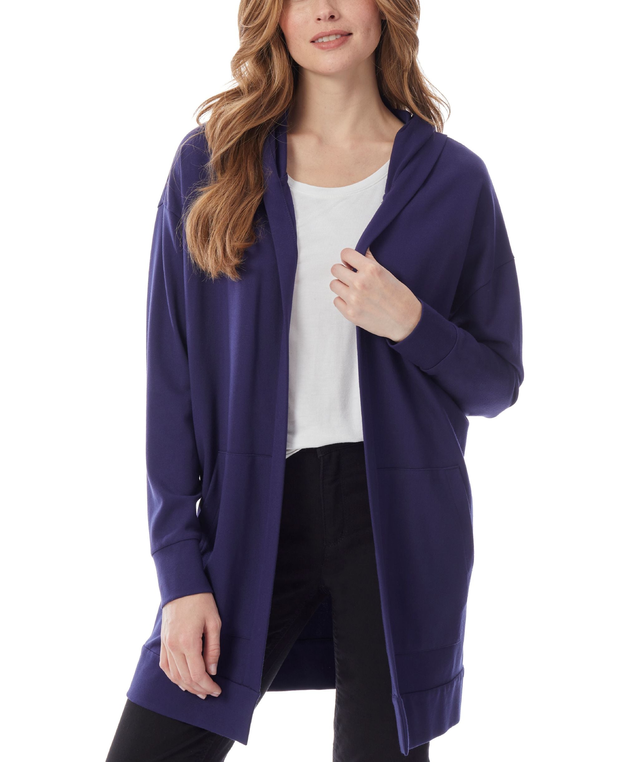 Womens Hooded Open Front Cardigan Sweater