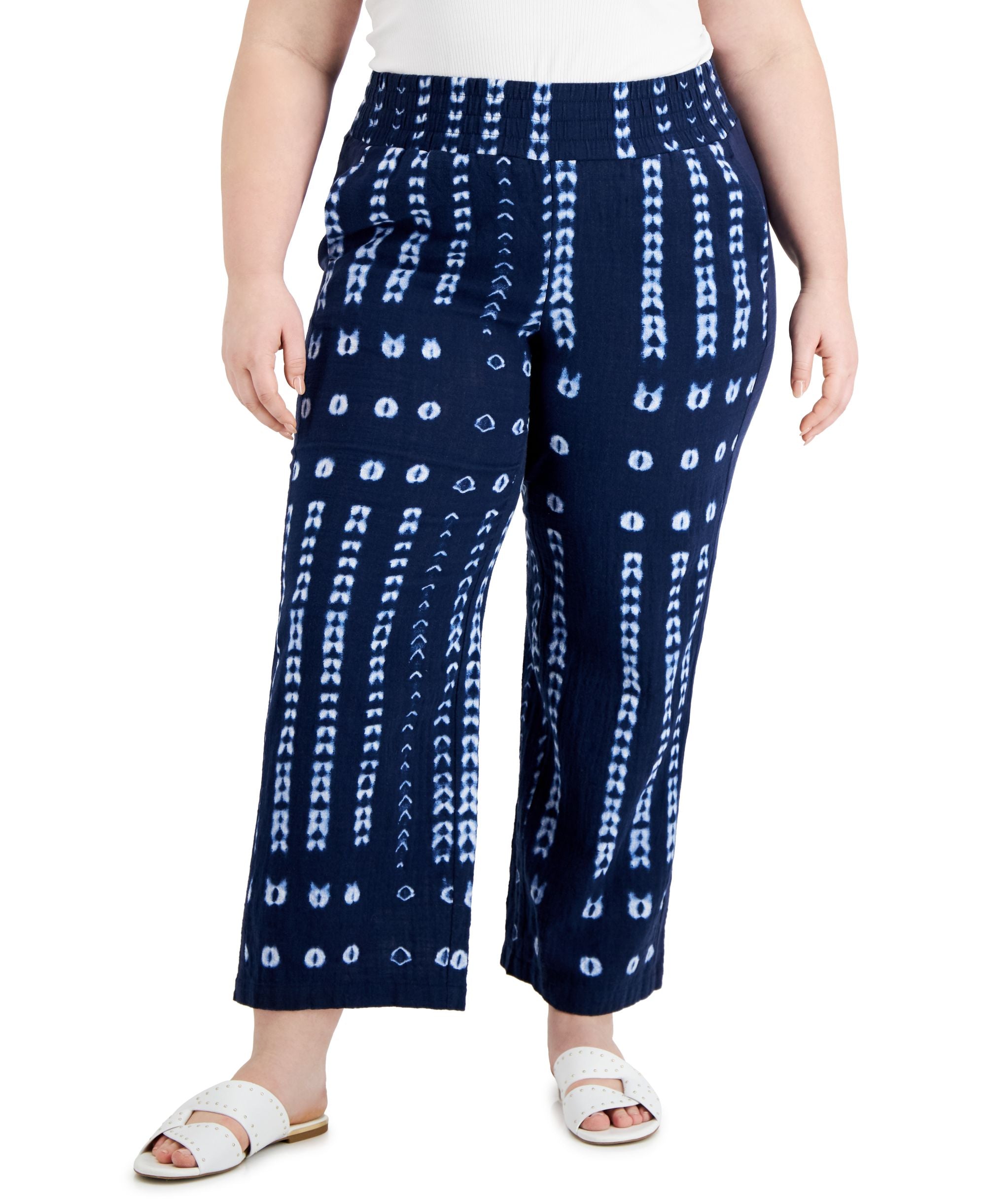 INC International Concepts Plus Size Printed Cotton Pants