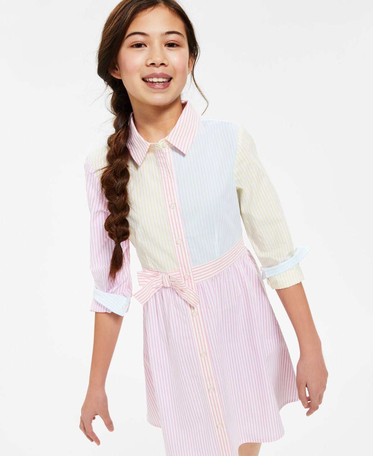 Charter Club Mommy & Me Little Girls' Striped Colorblocked Shirtdress