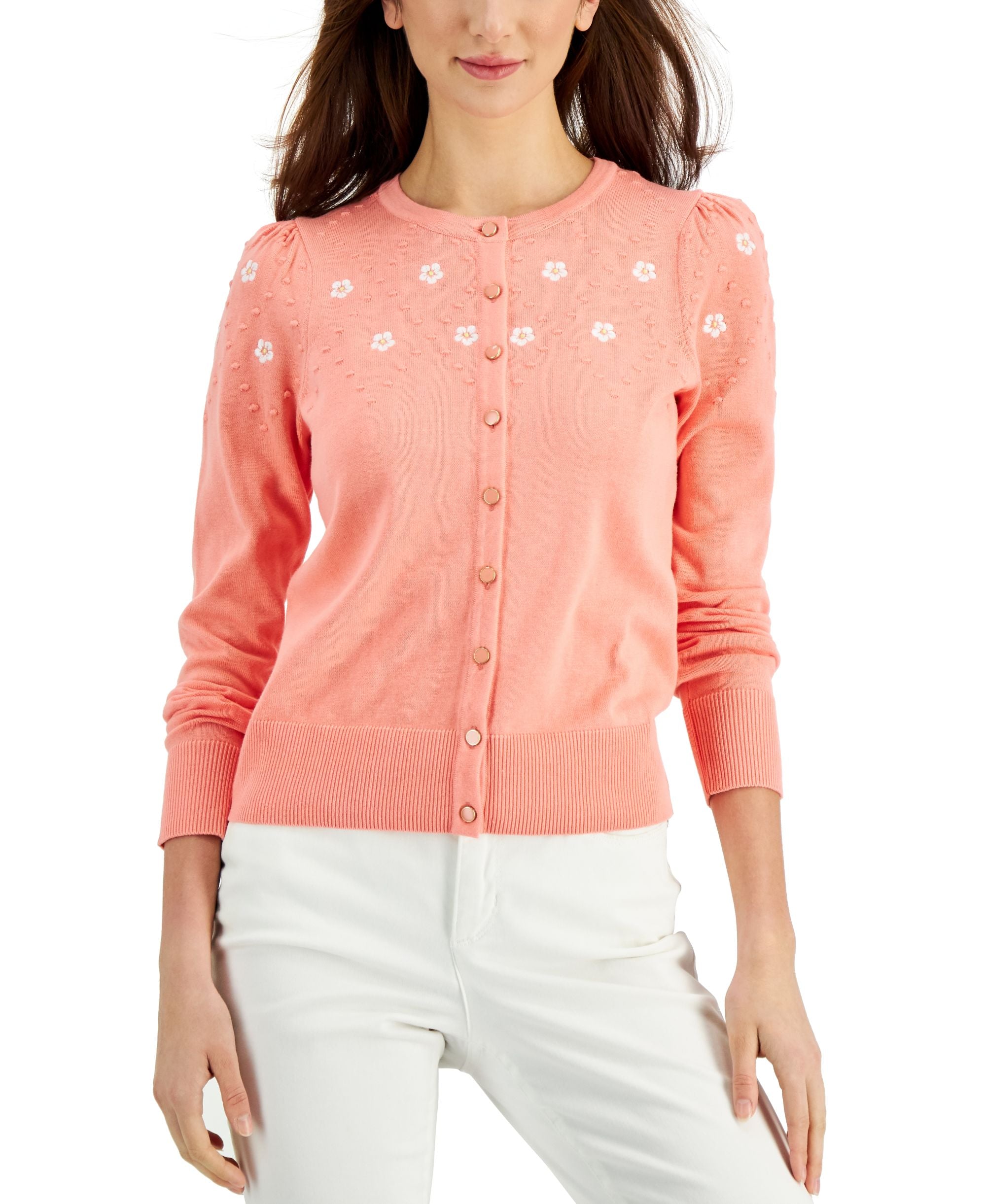 Charter Club Embroidered Yoke Cardigan