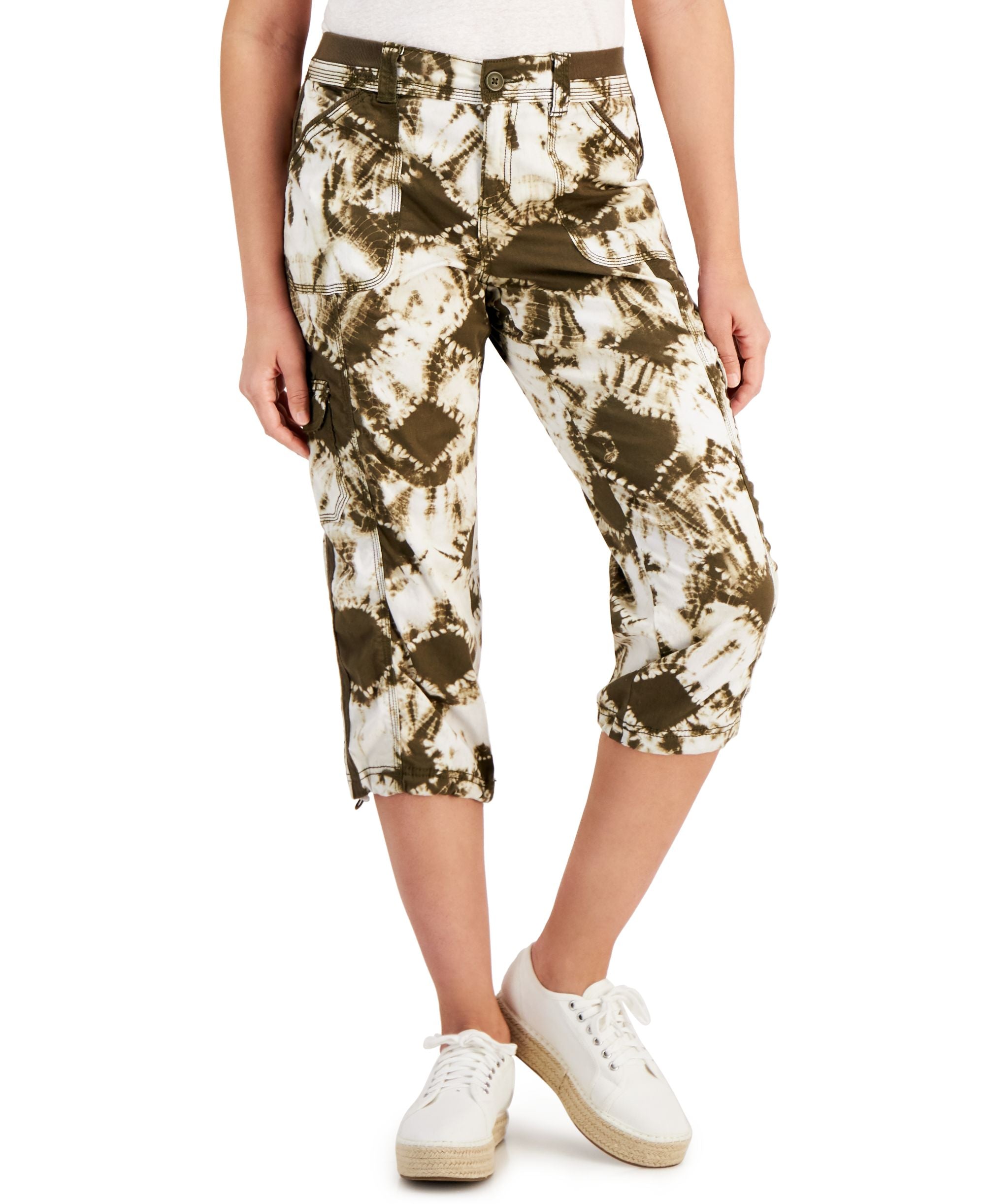 Style & Co Womens Printed Bungee Capri Pants