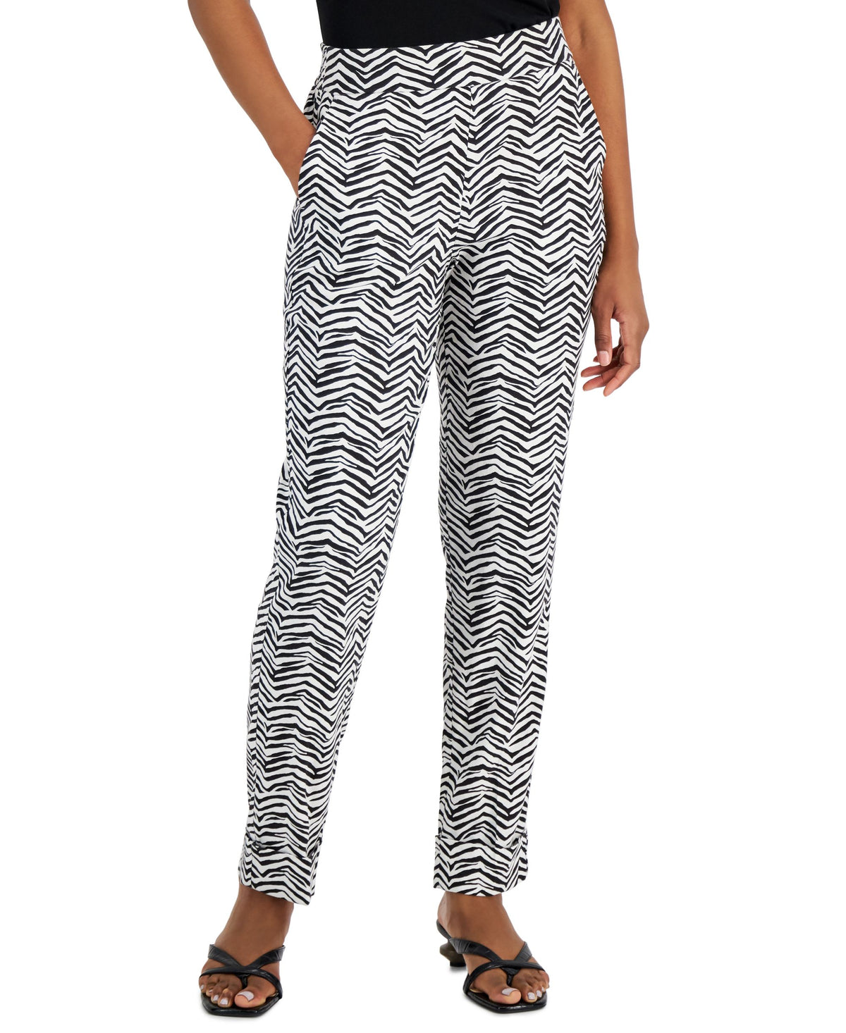 Alfani Linen Pull On Straight Leg Pants