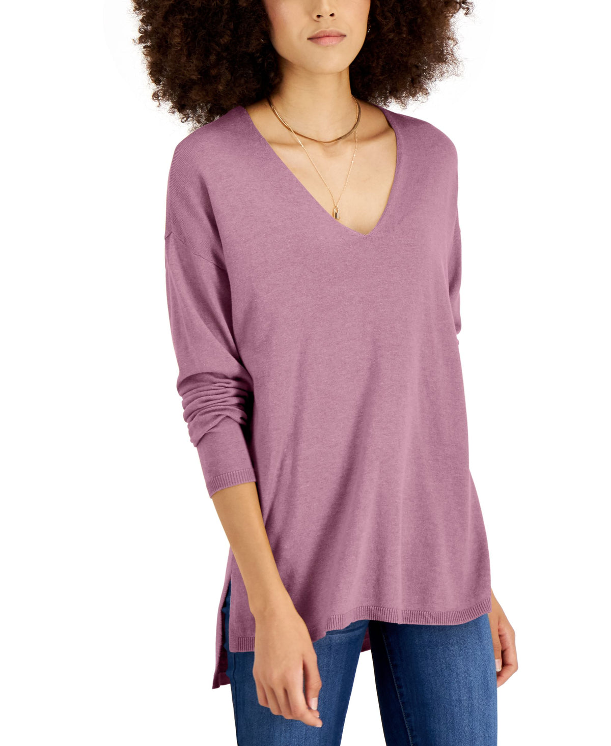 INC International Concepts Solid V Neck Sweater