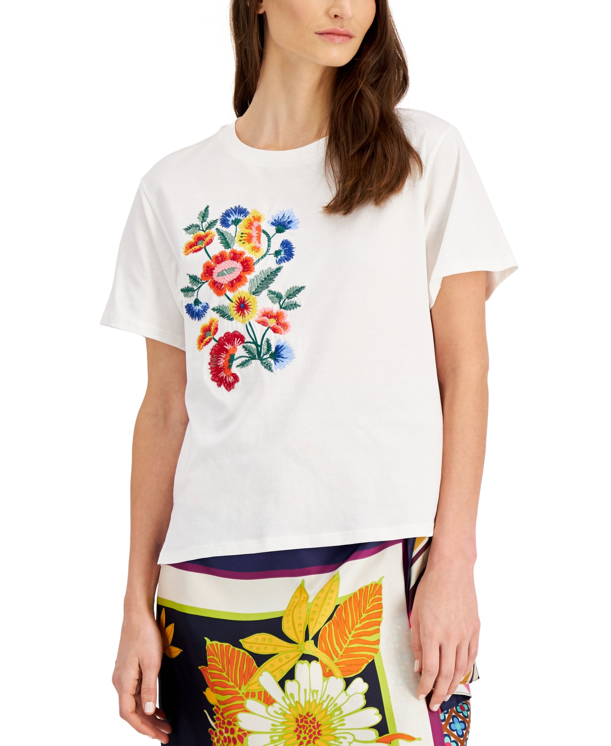Weekend Max Mara Volume Cotton Embroidered T-Shirt