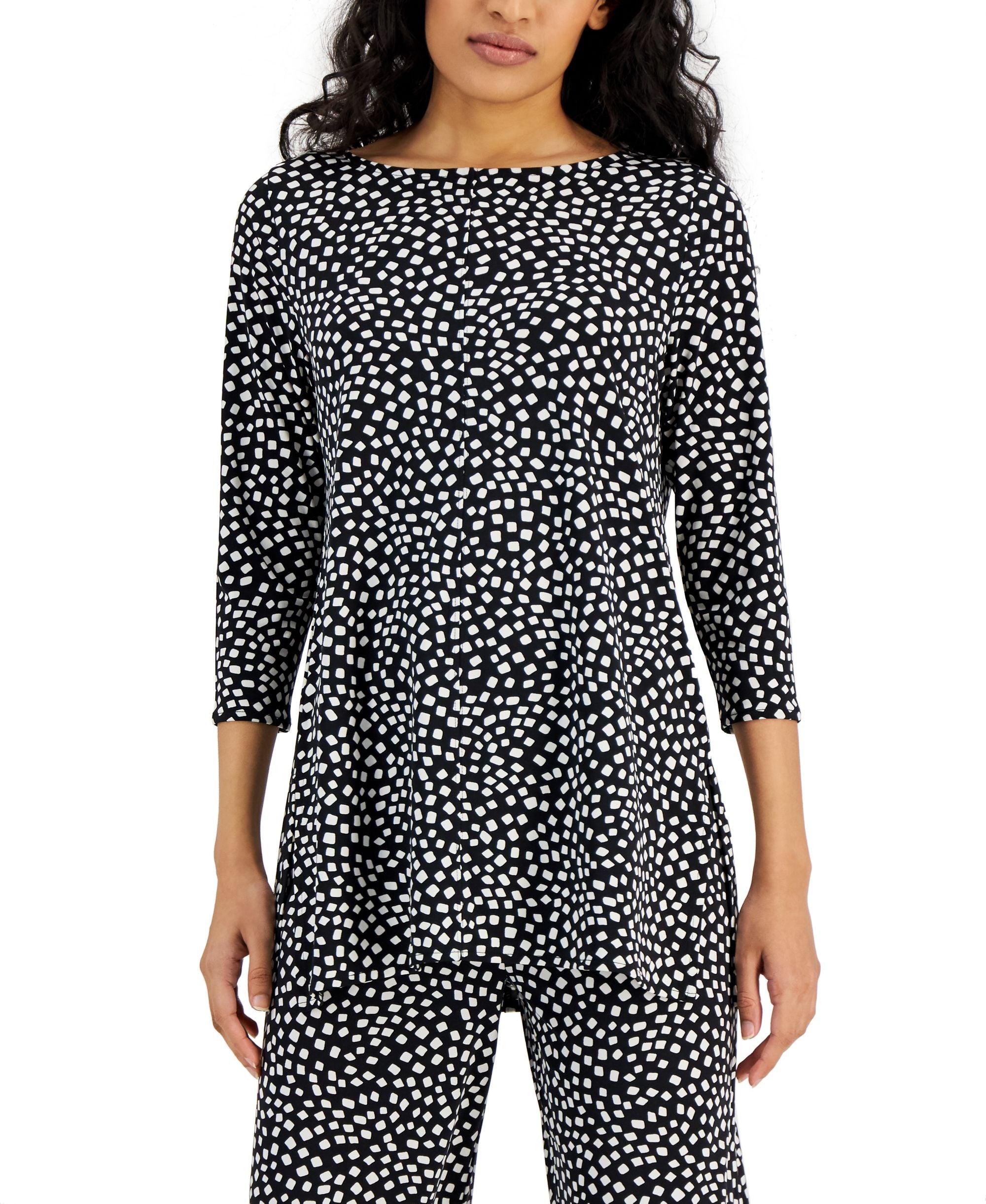 Alfani Petite Printed 3/4 Sleeve Tunic