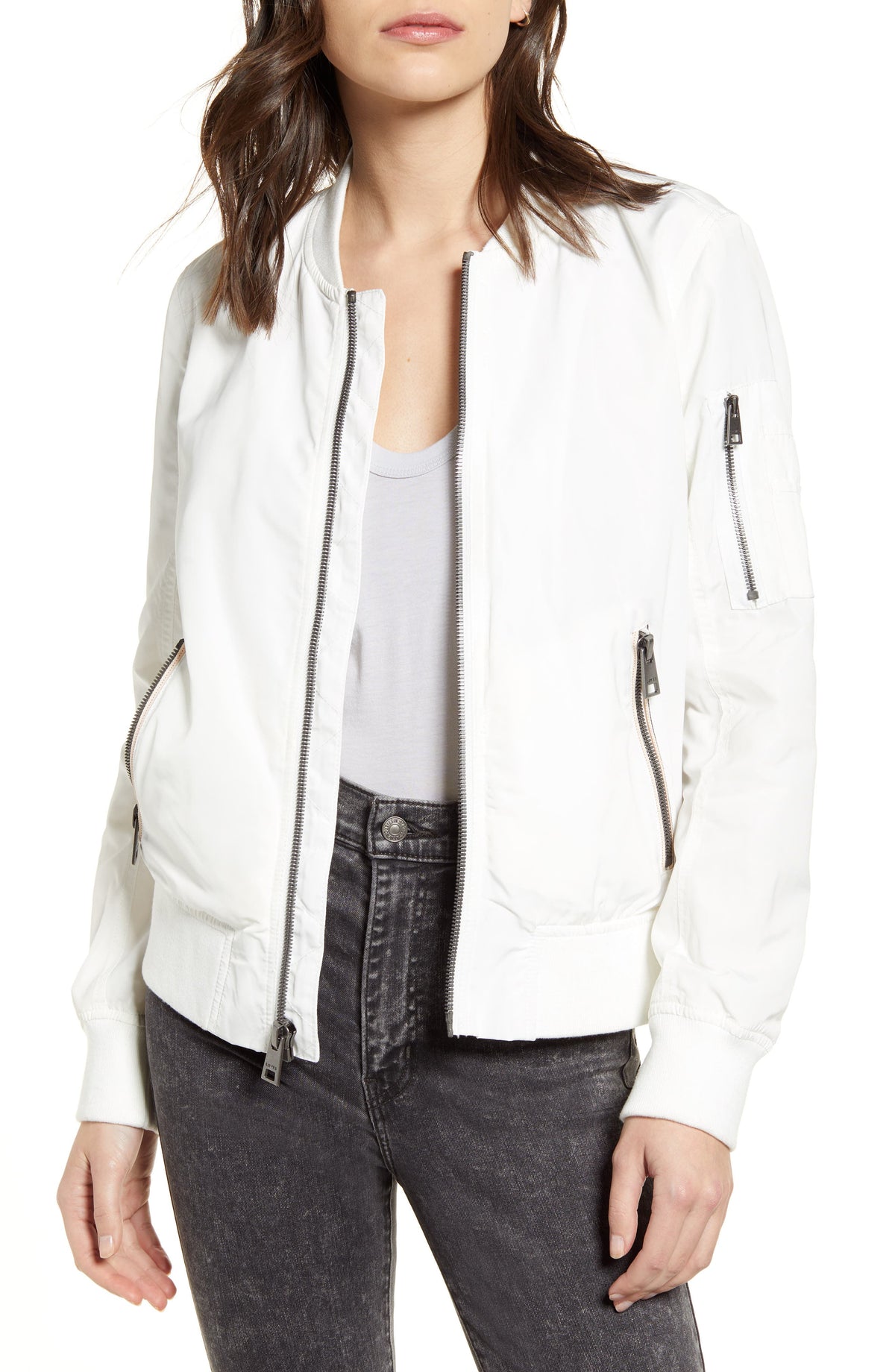 Women's Lightweight Zip-Detail Bomber Jacket