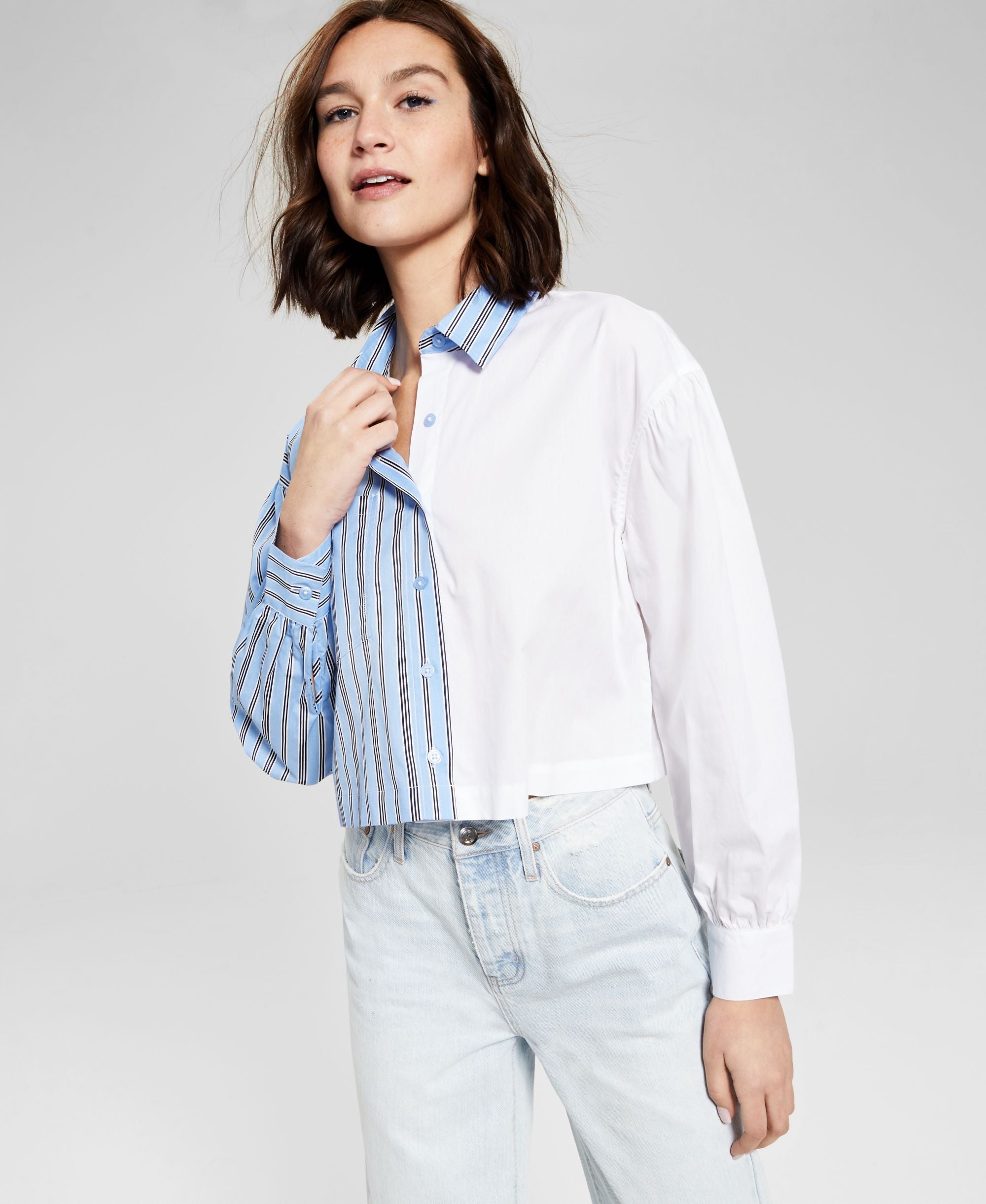 Now This Puffed Cropped Poplin Shirt