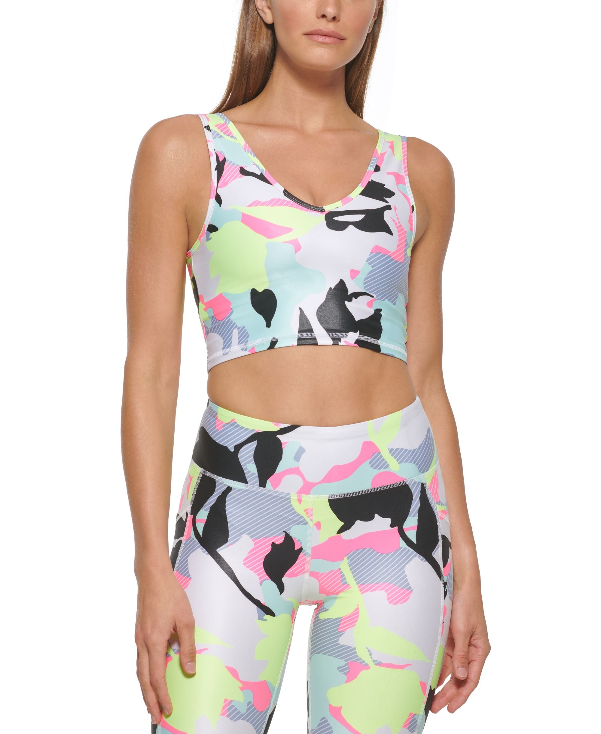 DKNY Sport Camo Floral Print Sports Bra