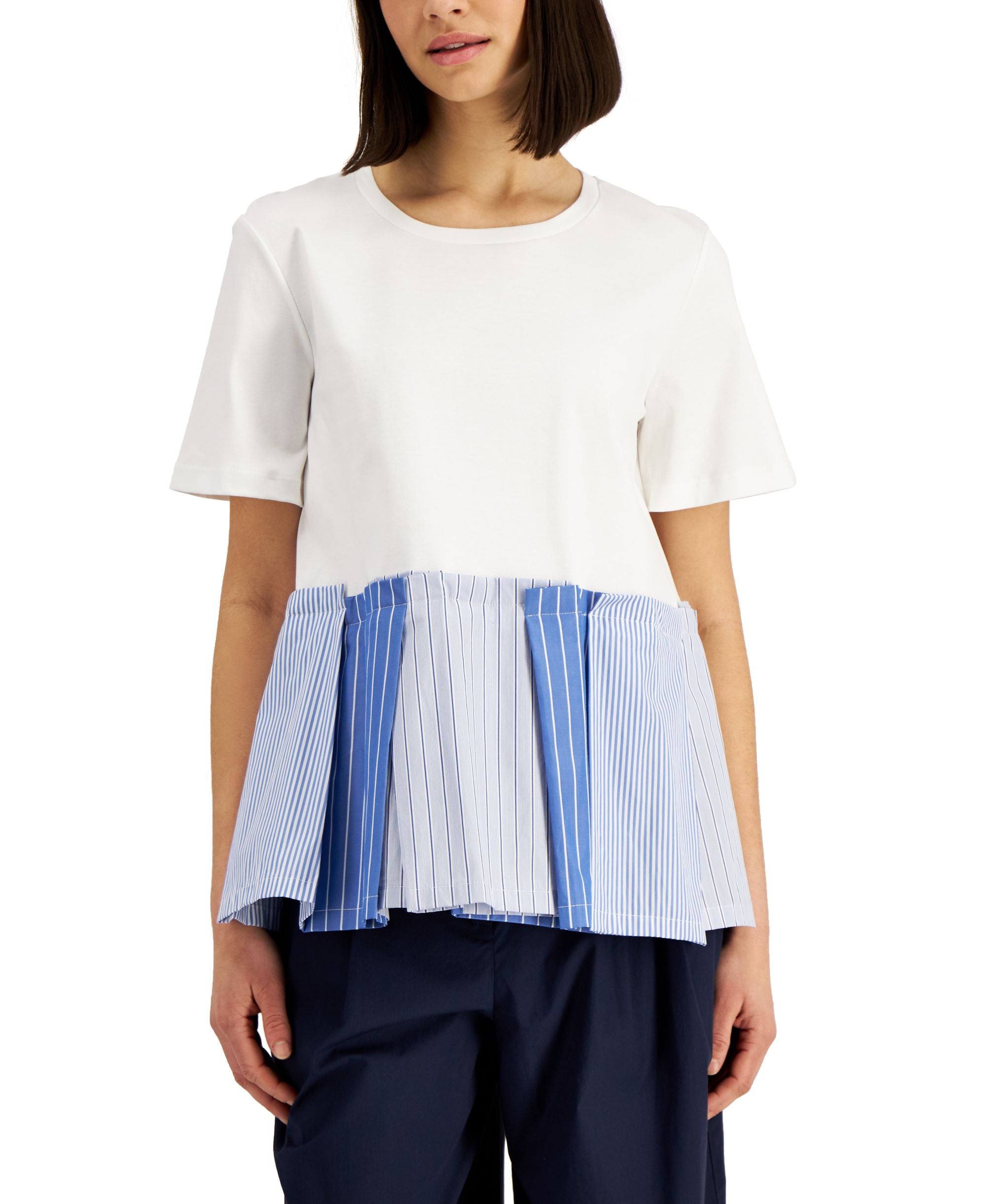 Weekend Max Mara Cotton Pleated Hem Top