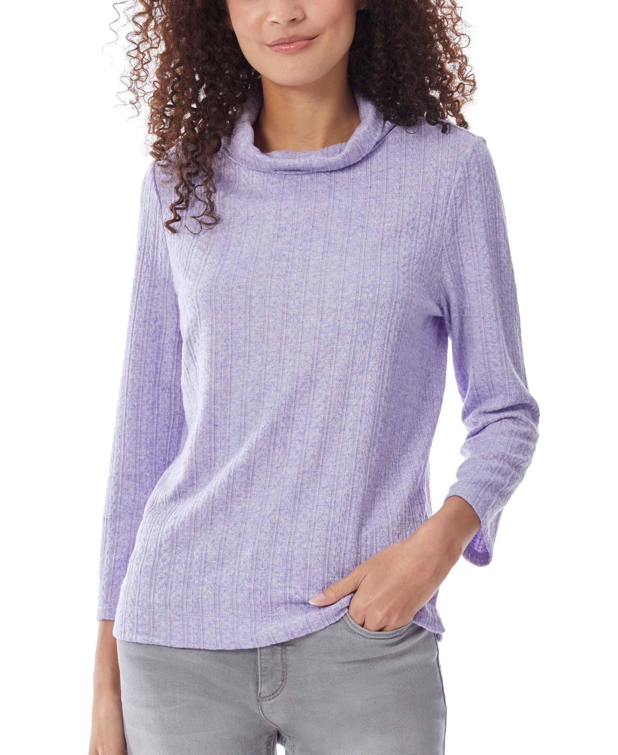 Womens Chain Cable Knit 3/4 Sleeve Top