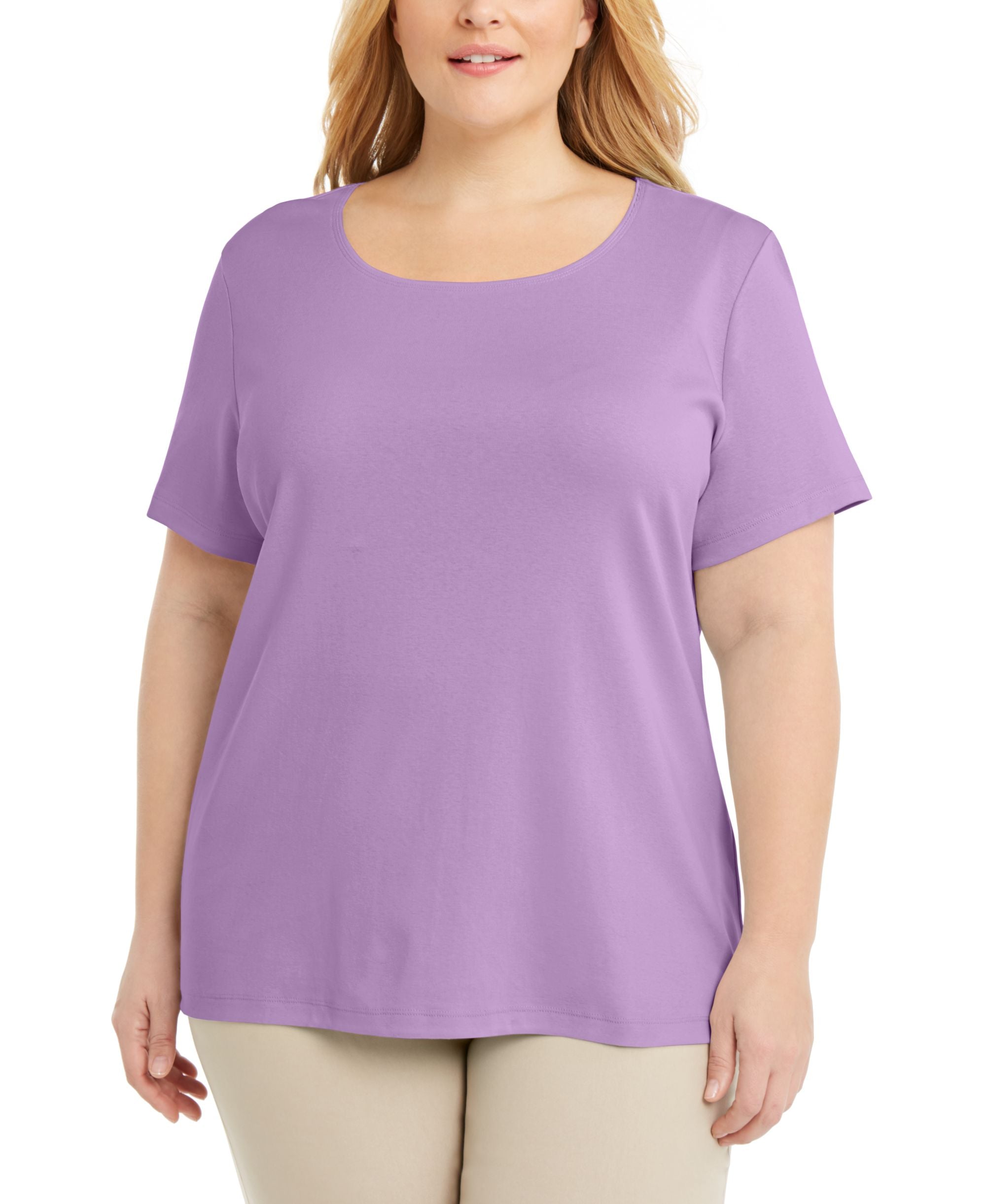 Plus Size Short Sleeve Scoop-Neck Top