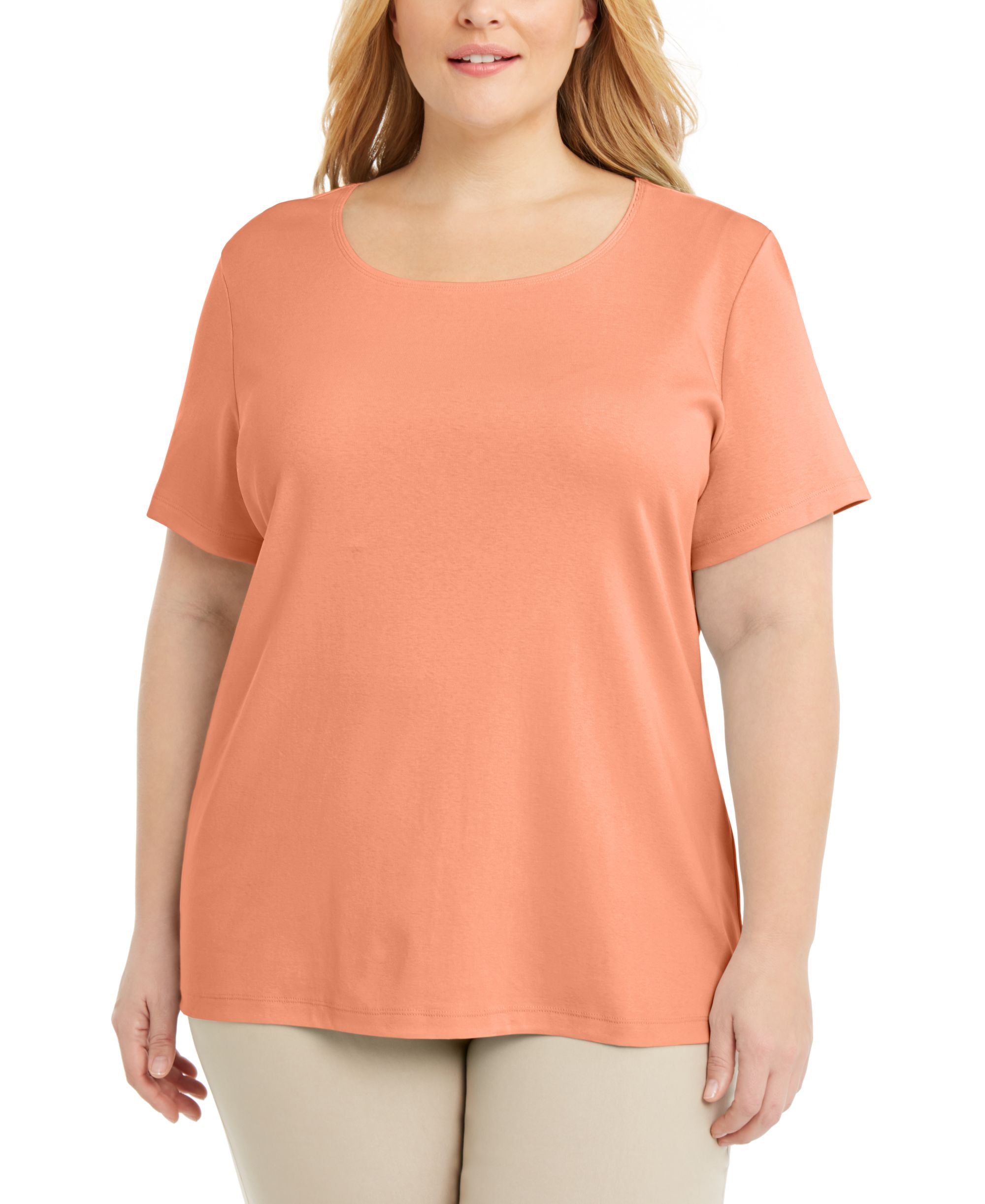 Plus Size Short Sleeve Scoop-Neck Top