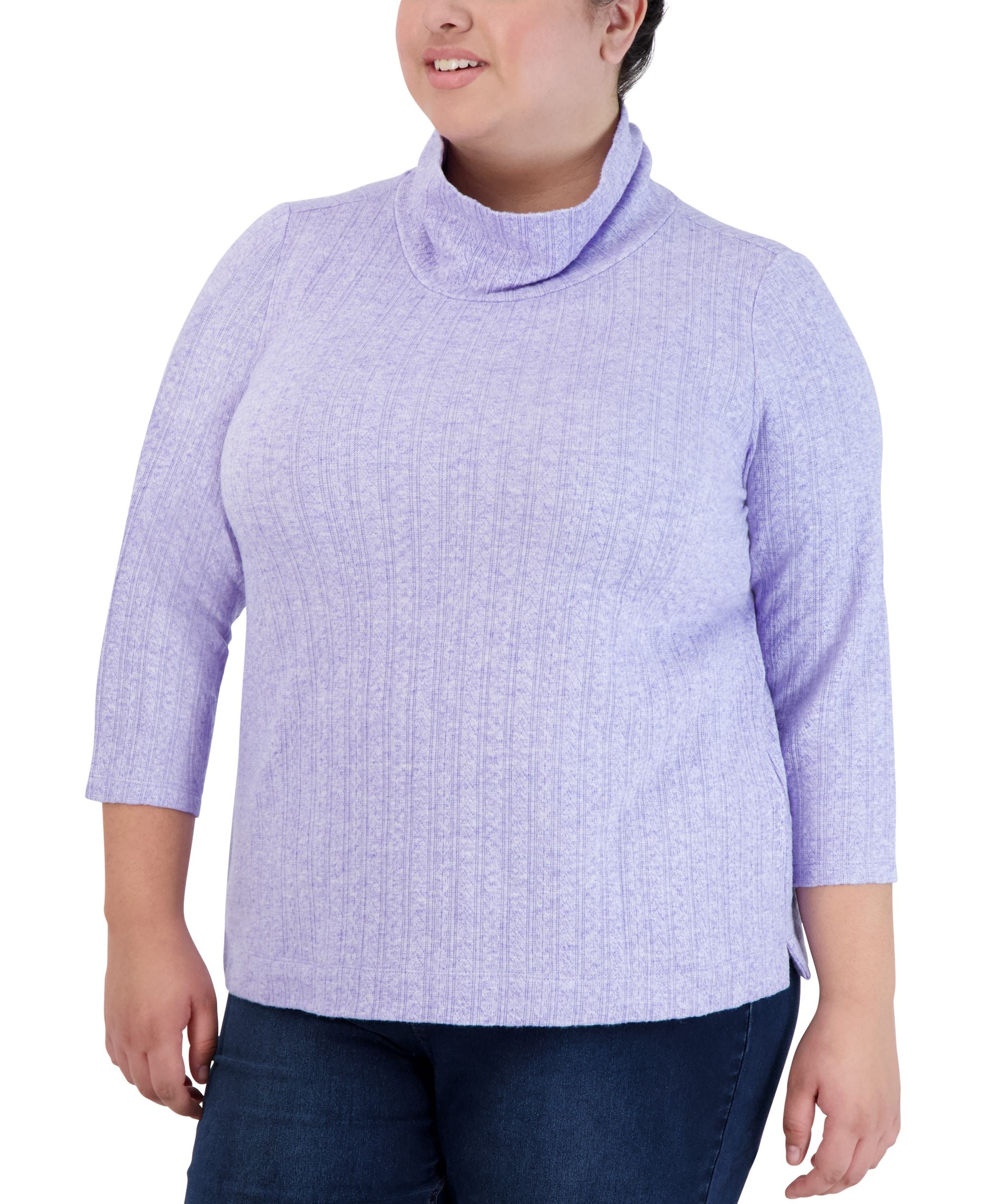 Jones New York Plus Size Cable Knit Top
