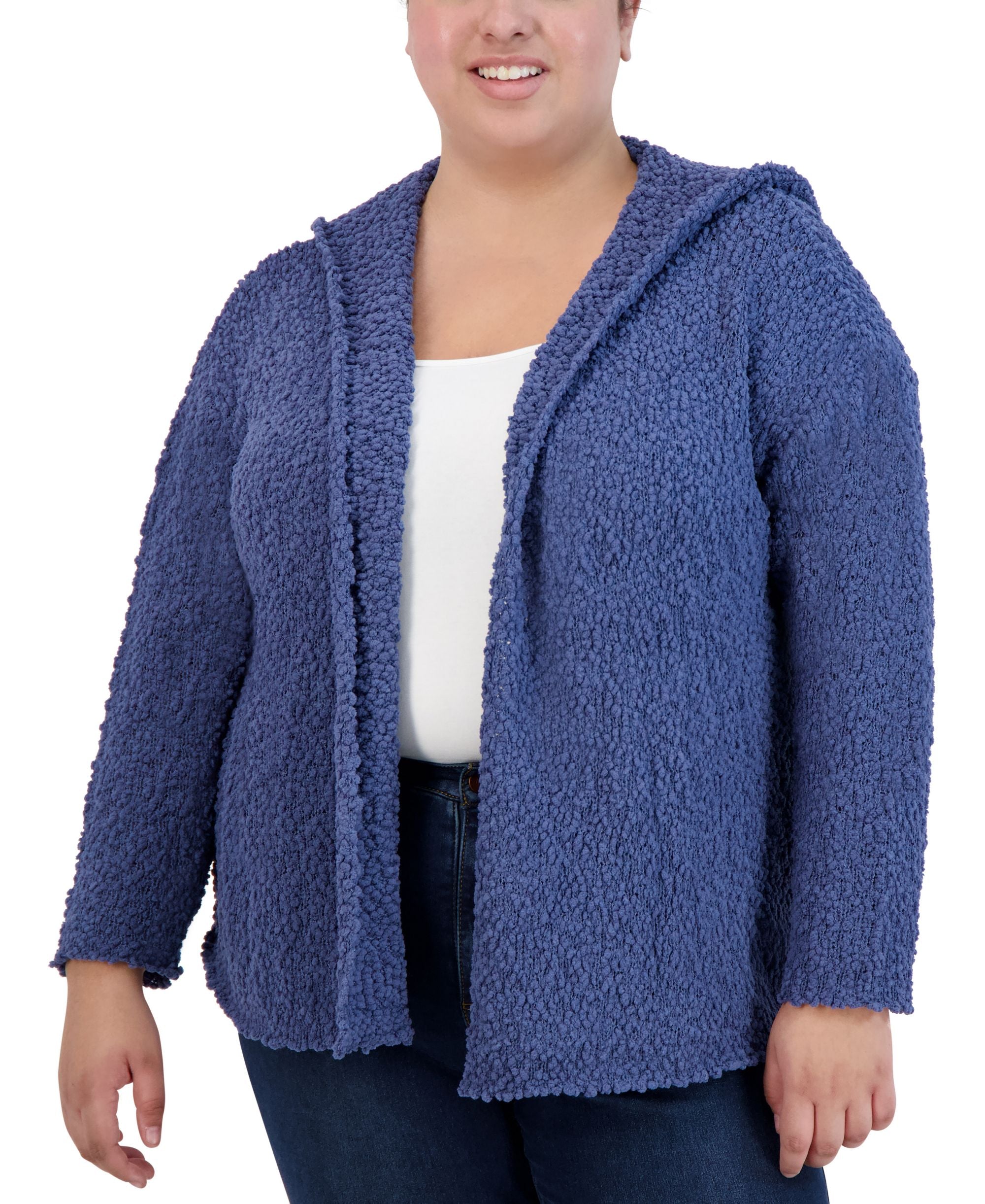 Jones New York Plus Size Hooded Open Front Cardigan