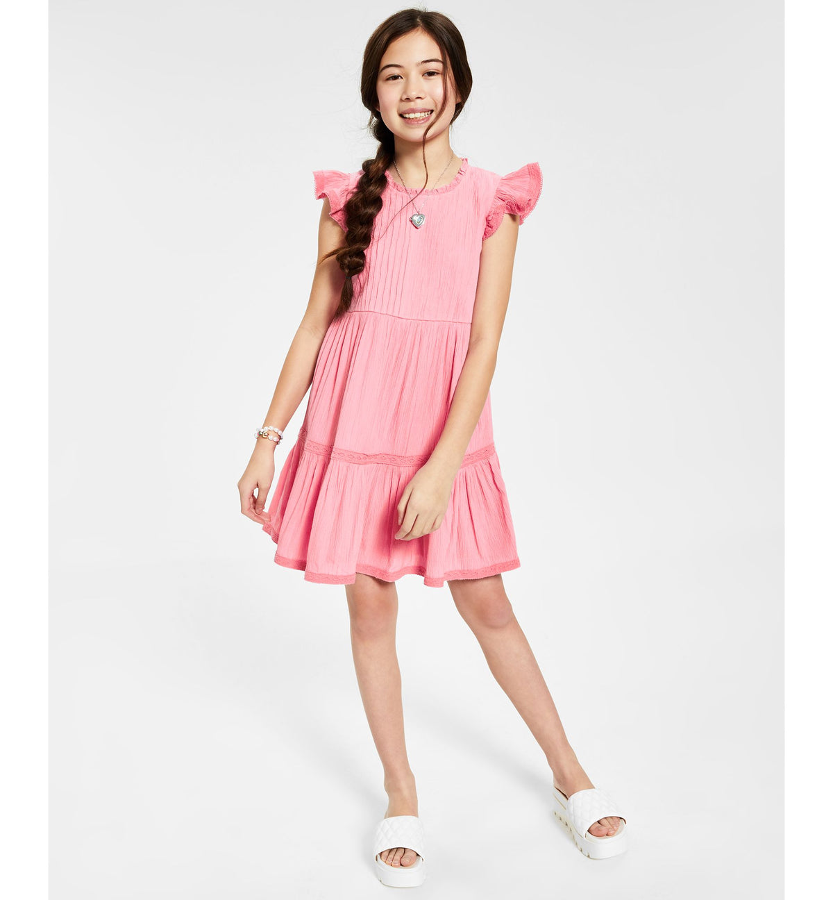 Charter Club Mommy Me Little Girls Flutter Sleeve Crinkled Dress