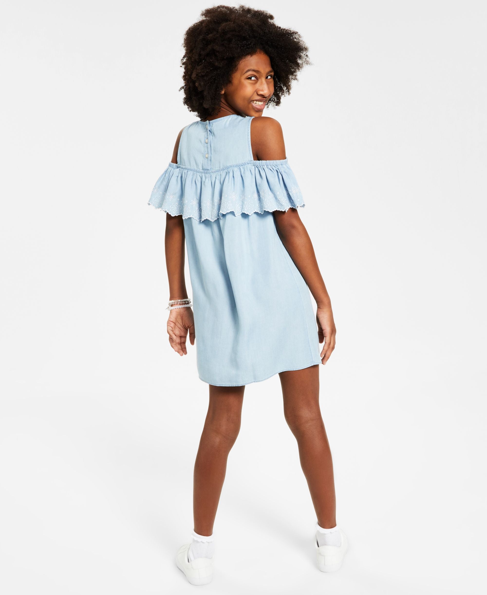 Charter Club Mommy Me Little Girls Cold Shoulder Chambray Dress