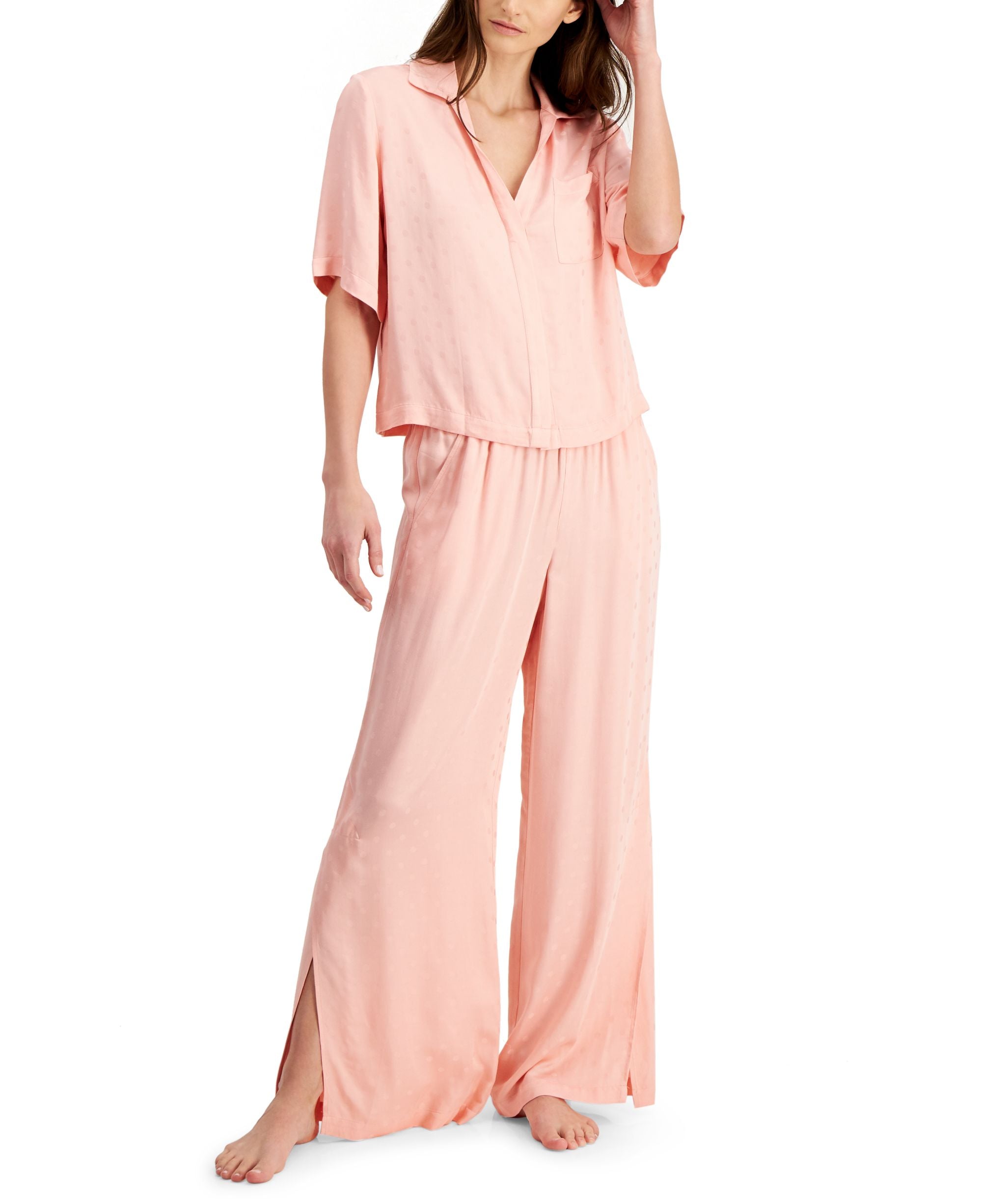 Alfani Cropped Shirt Wide Leg Pants Pajama Set