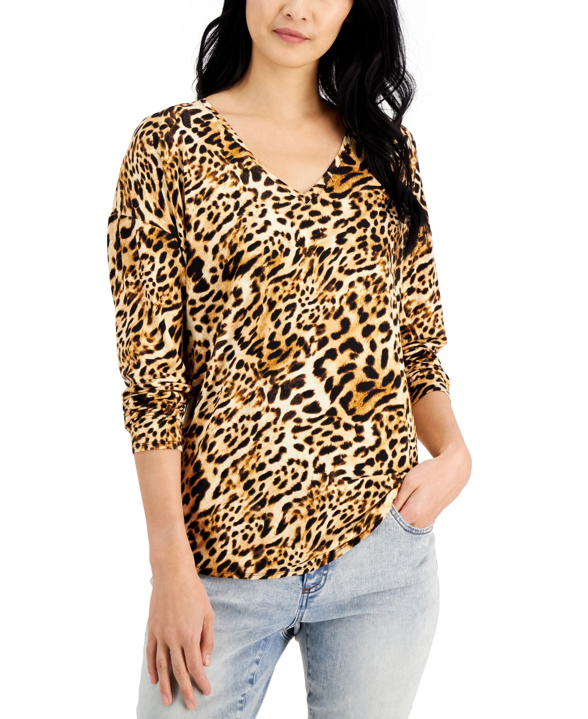 INC International Concepts Womens Cheetah Print Tunic