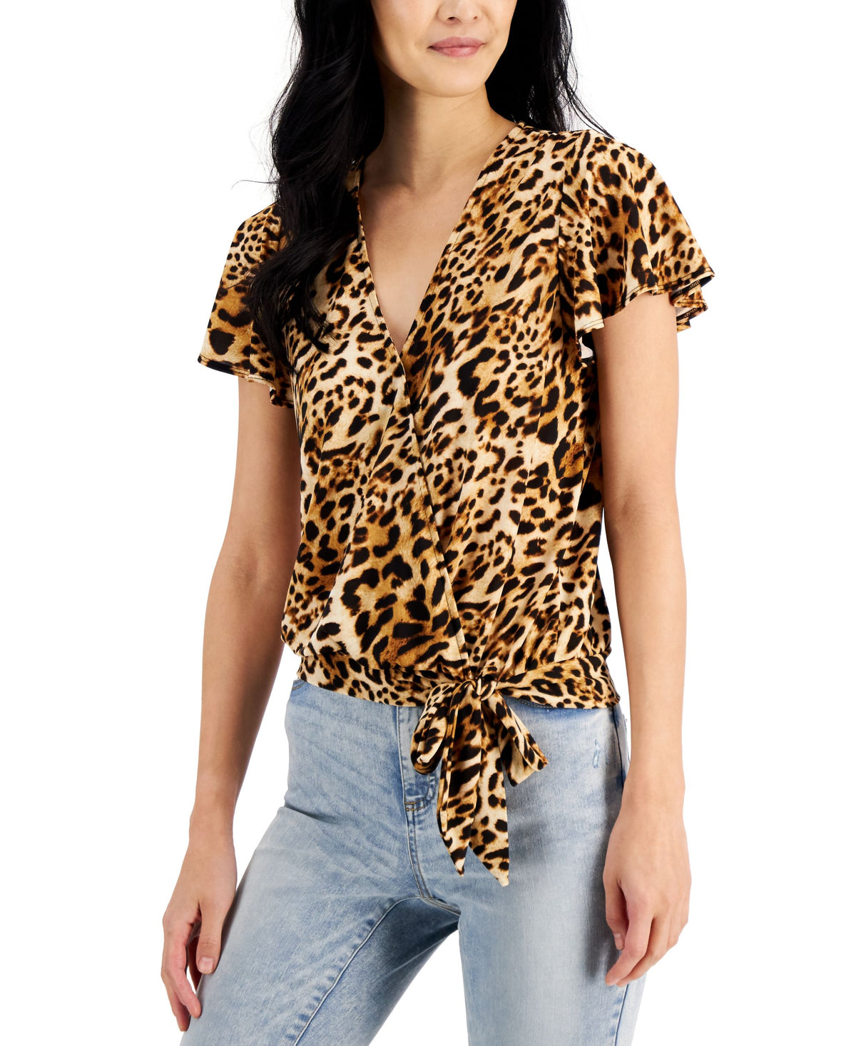 INC International Concepts Womens Tie Hem Top
