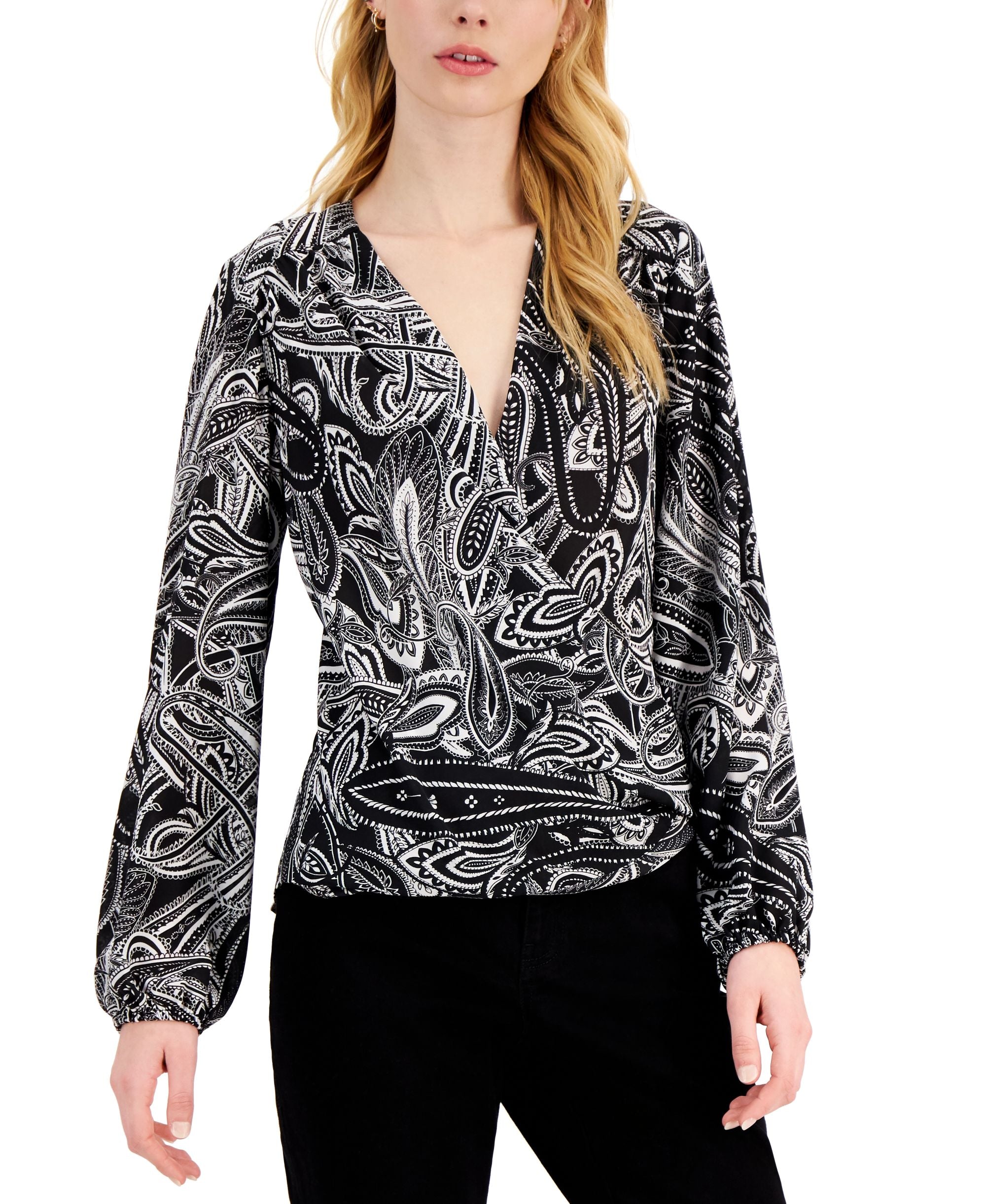 INC International Concepts Womens Paisley Print Top