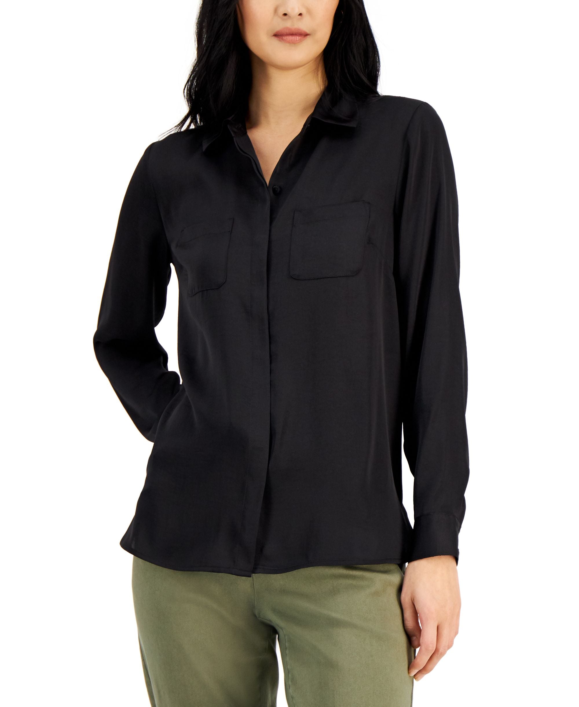 INC International Concepts Womens Patch Pocket Shirt