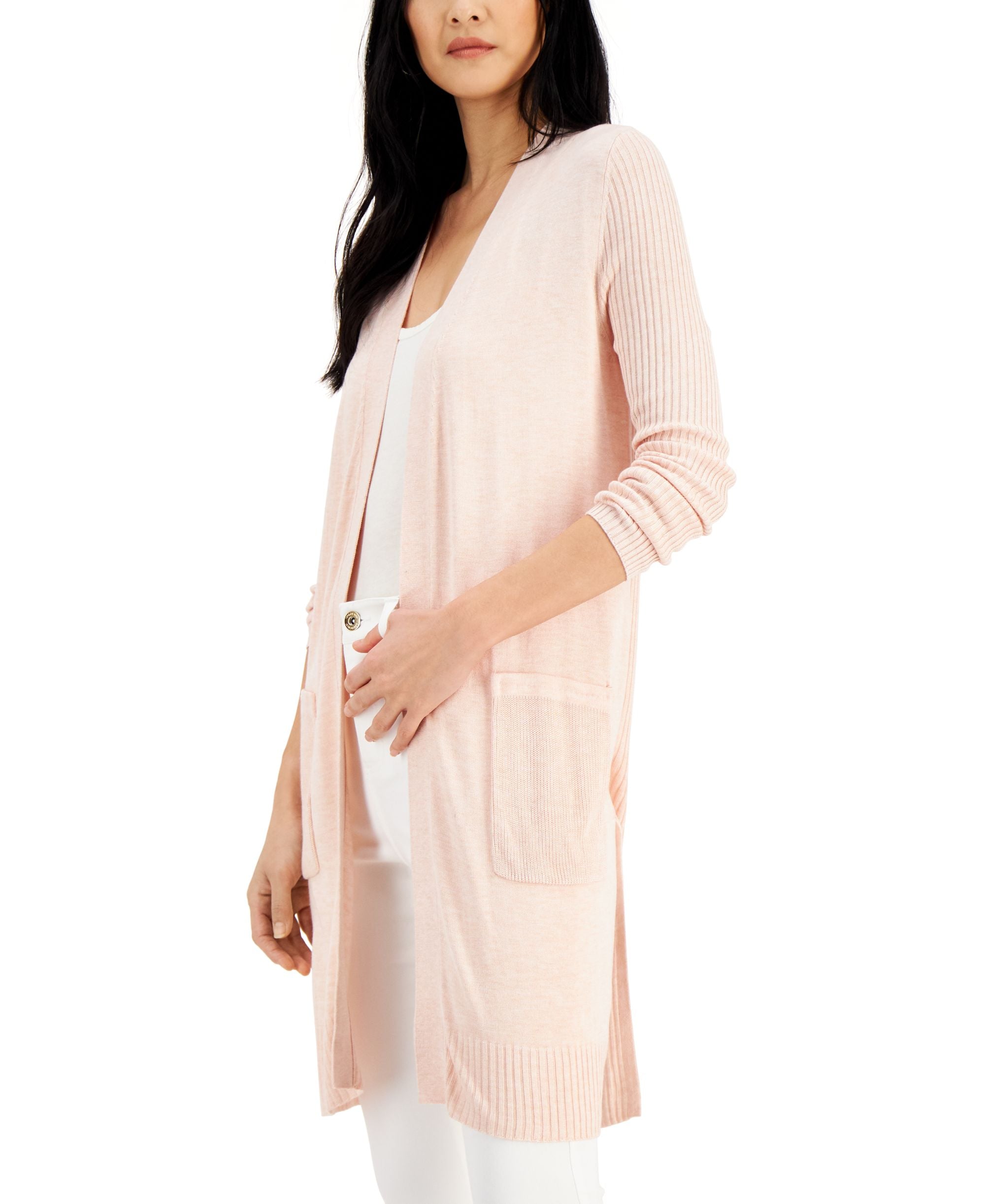 International Concepts Womens Ribbed Duster Cardigan