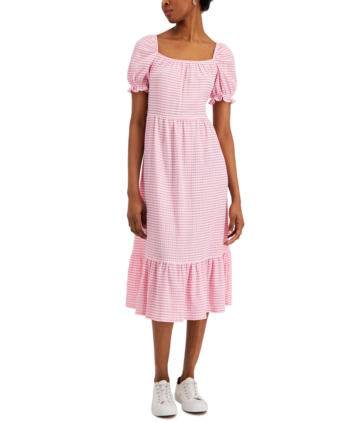 Charter Club Gingham Flounce Trim Dress