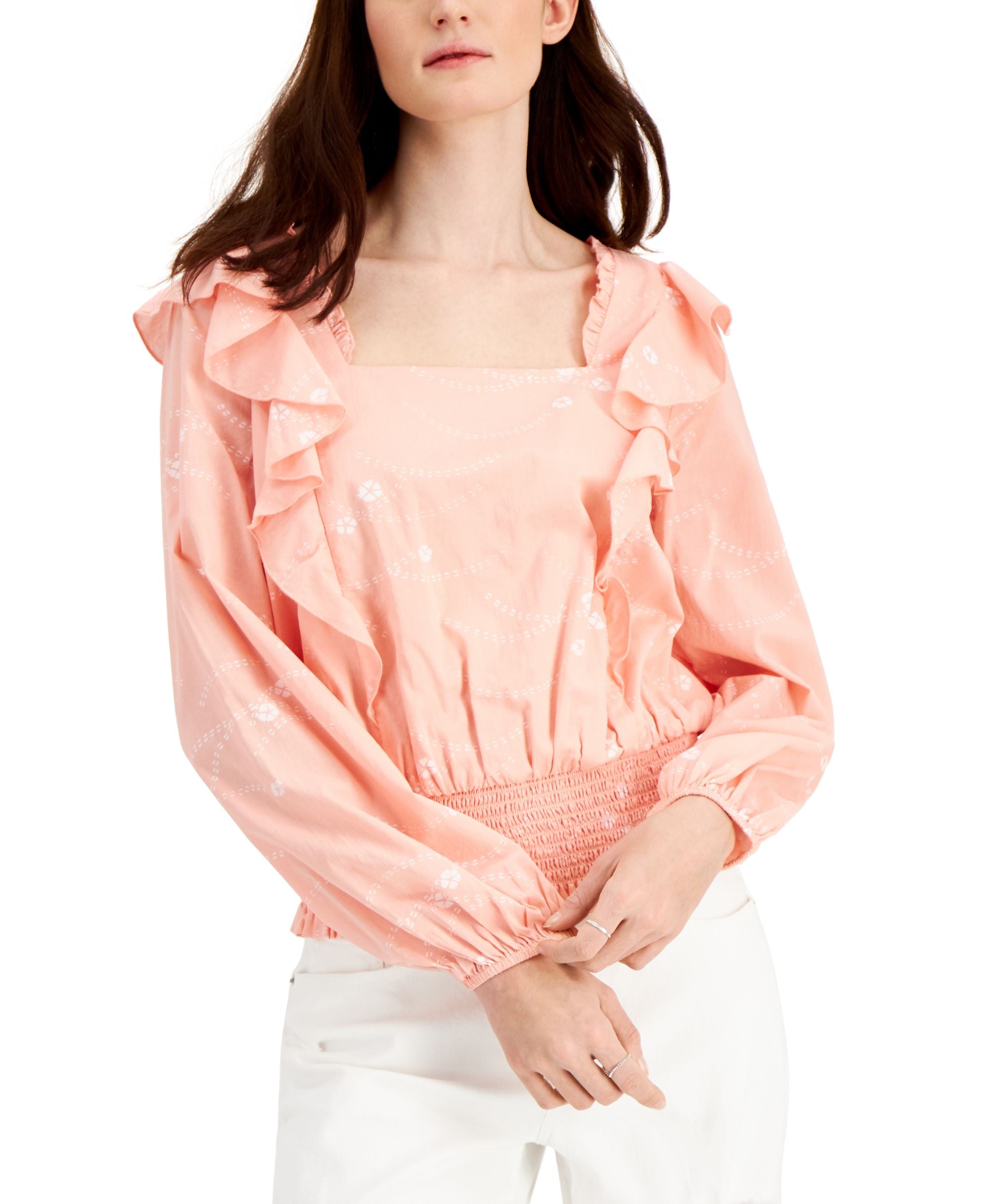 INC International Concepts Plus Size Floral Print Ruffled Blouse