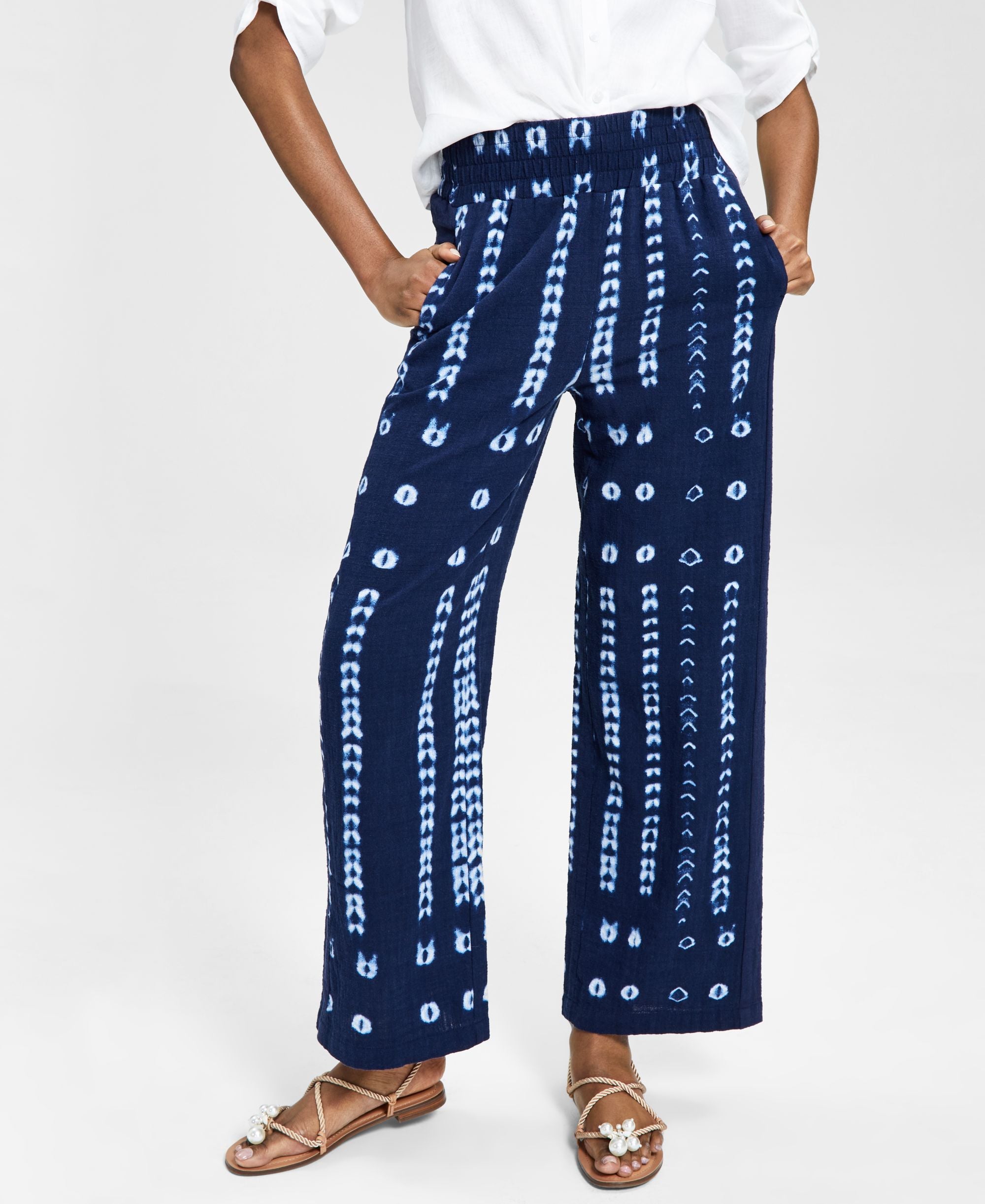 INC International Concepts Cotton Wide Leg Pull On Pants