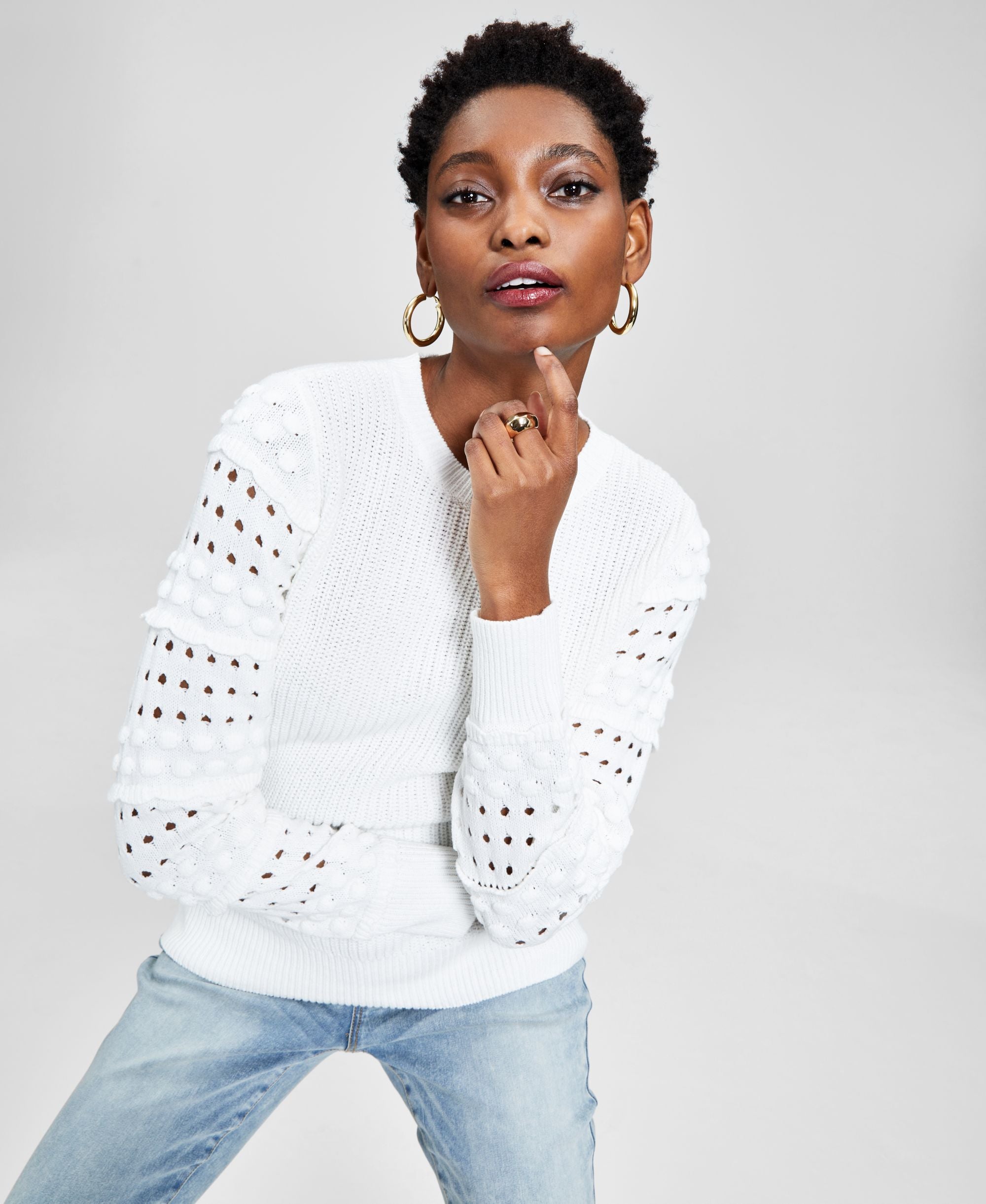 International Concepts Womens Mixed Knit Sweater