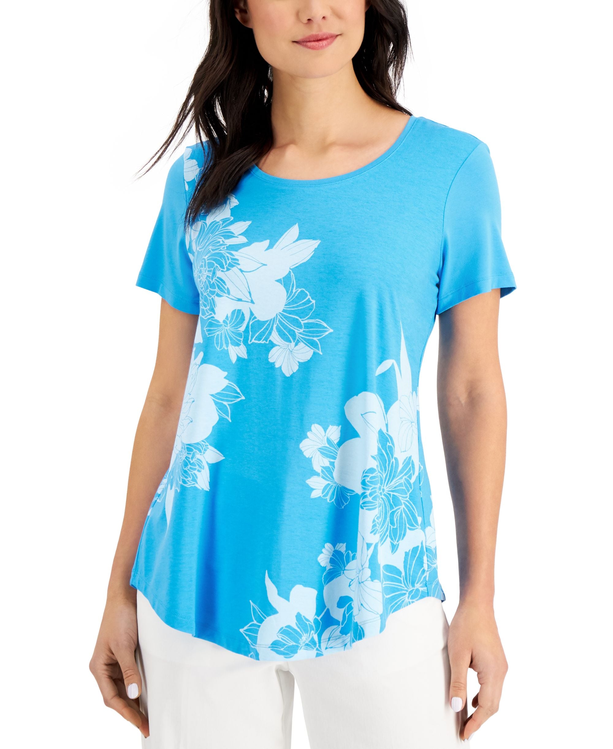 JM Collection Petite Floral Print Top