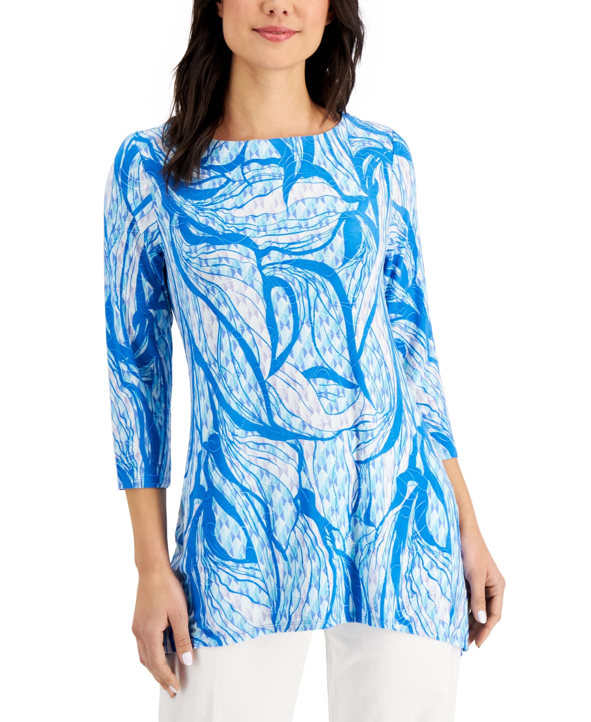 JM Collection Petite Printed 3/4 Sleeve Top