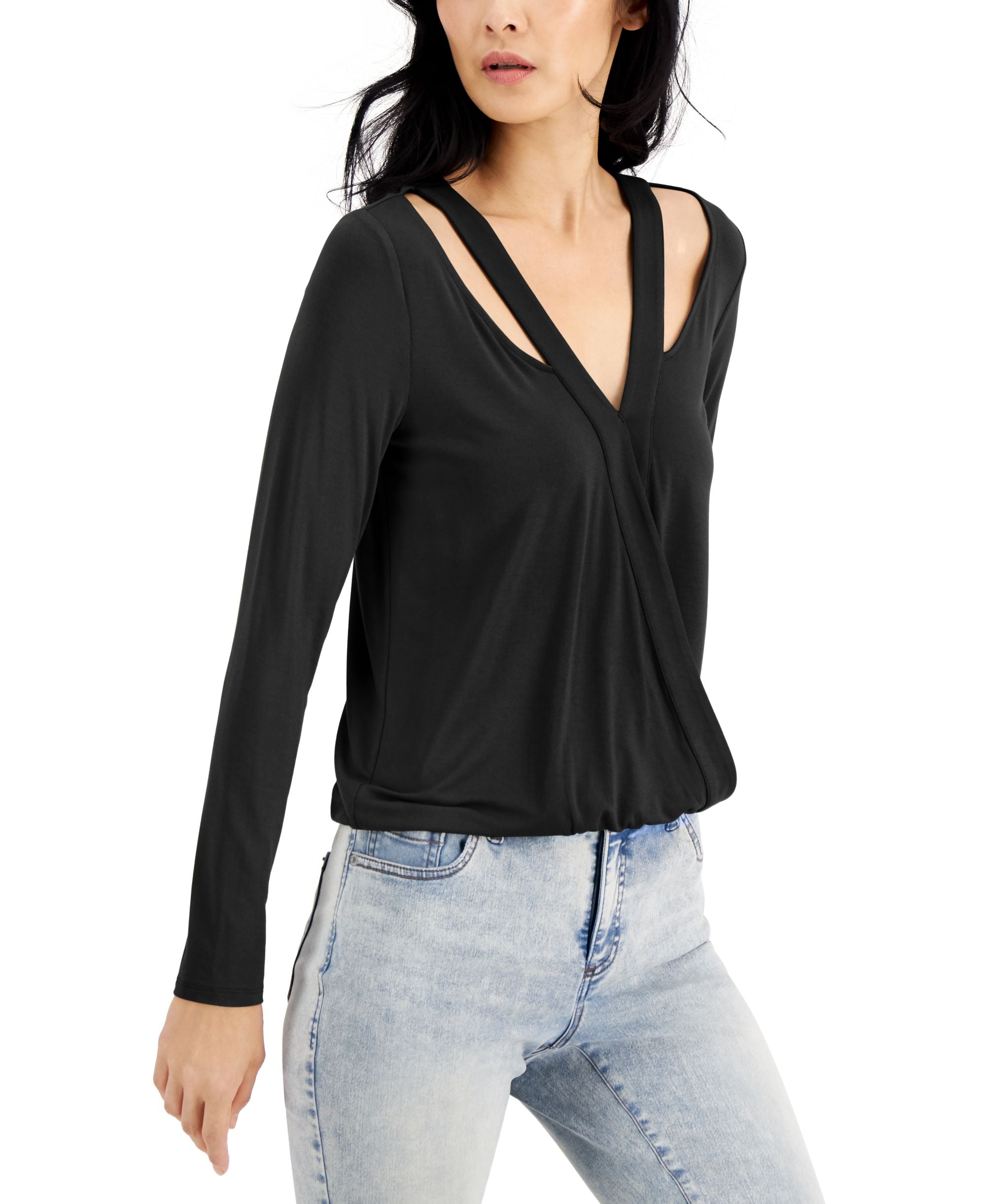 INC International Concepts Cutout Surplice Top