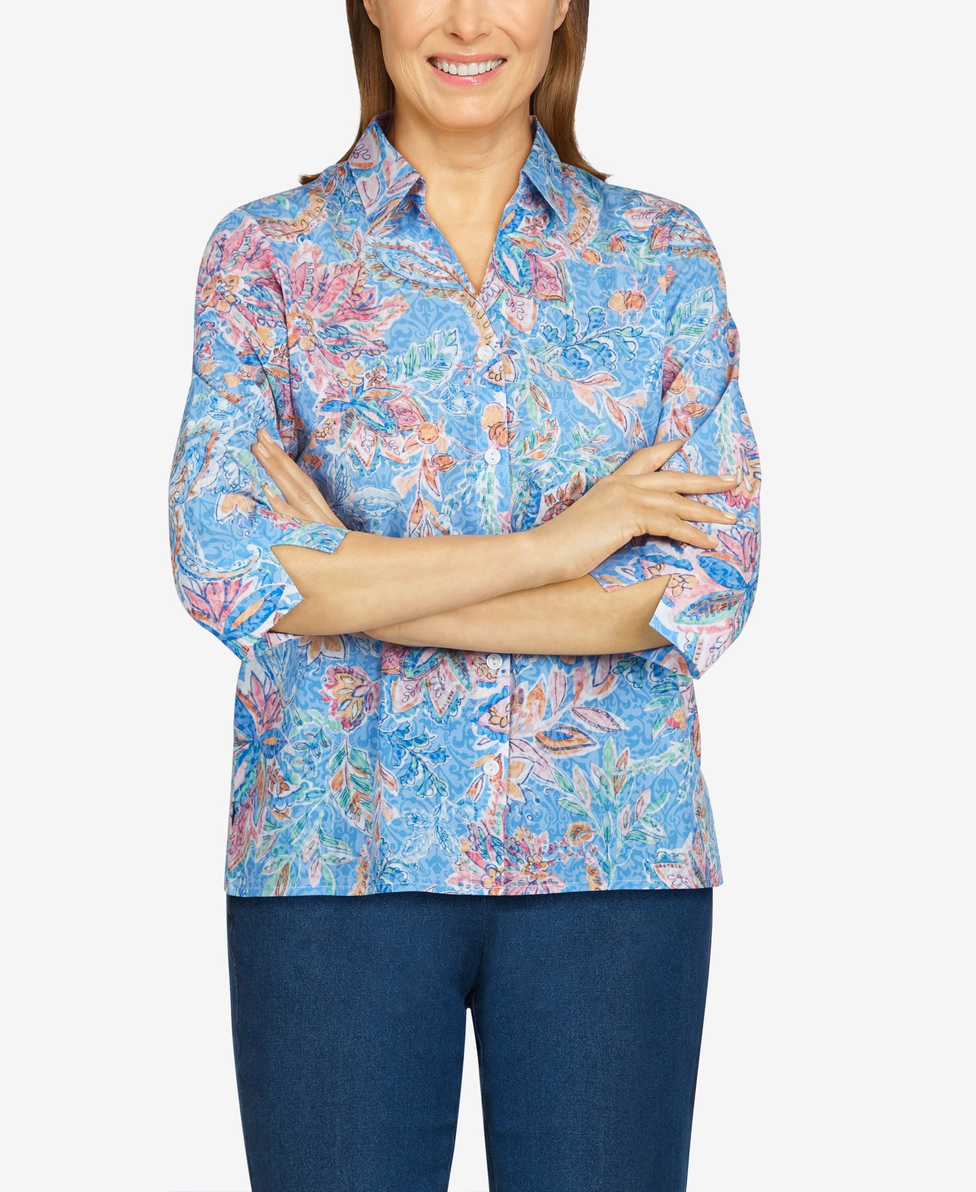 Petite Classics S2 Stencil Floral Top